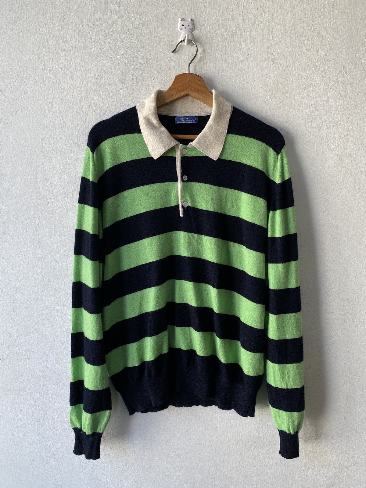 Faconnable 2000s - Faconnable Striped Button Up Sweatshirt Size US L / EU 52-54 / 3 - 1 Thumbnail