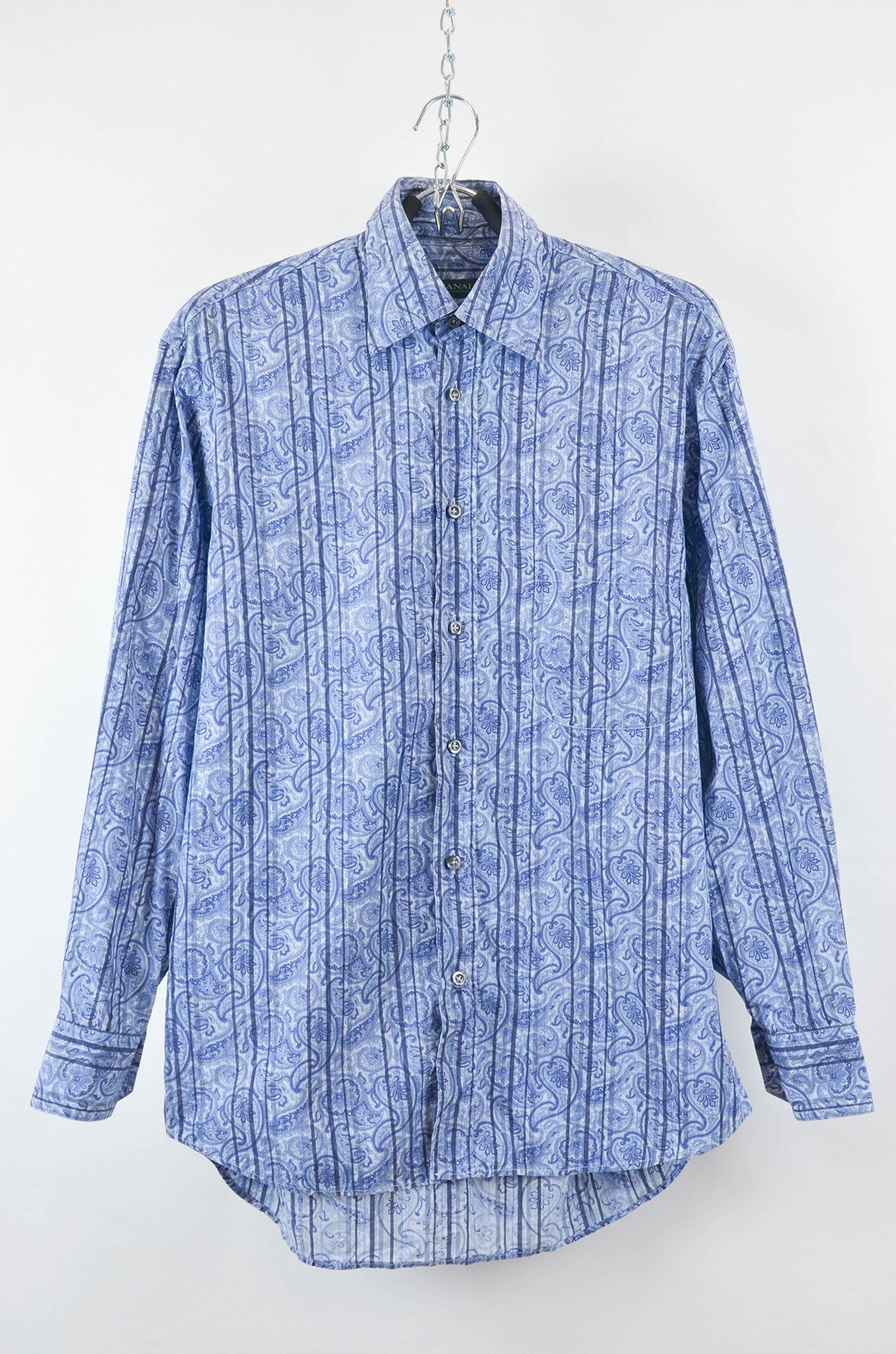 Canali Canali Italian Sportswear Blue Abstract Pattern Shirt S-M Size US S / EU 44-46 / 1 - 1 Thumbnail