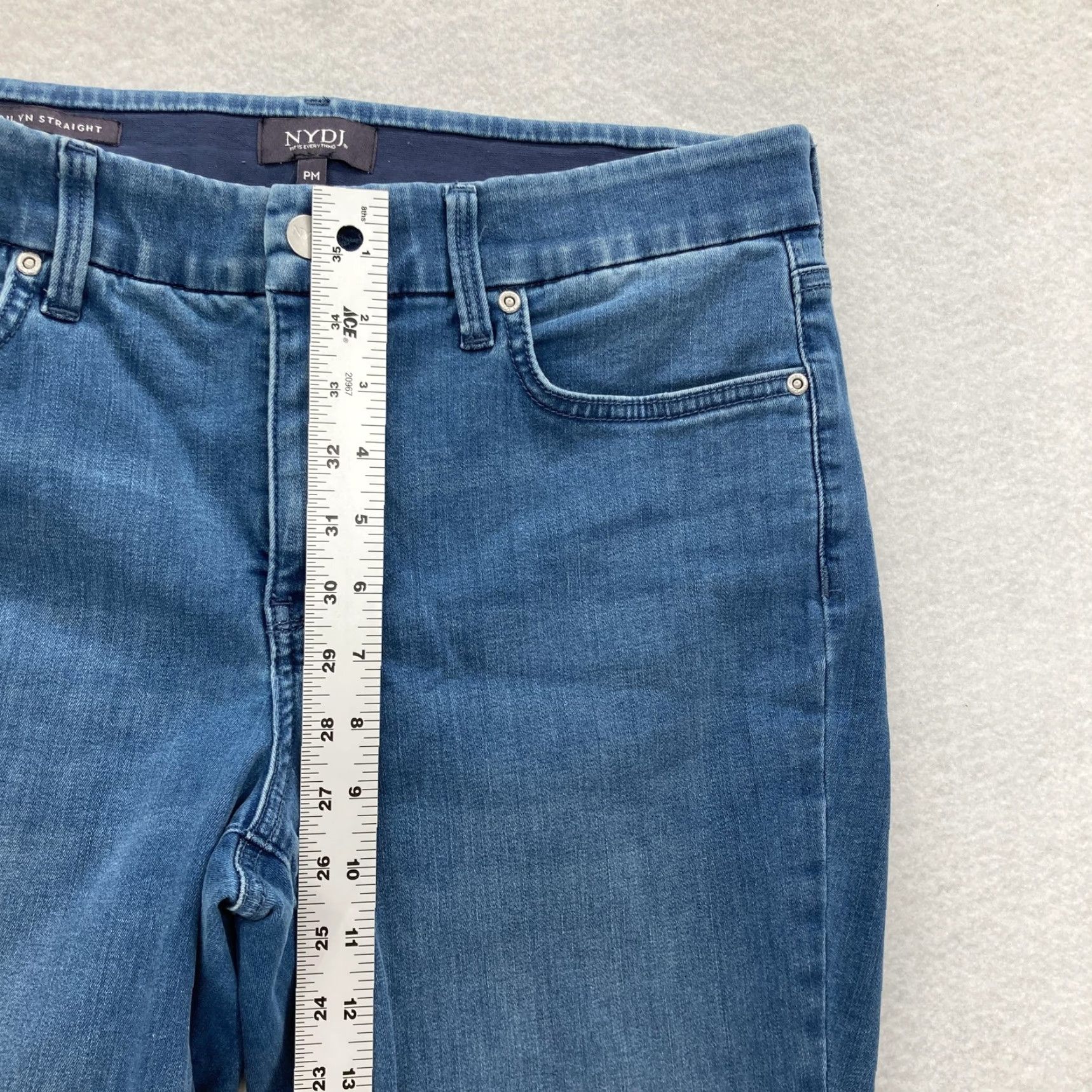 NYDJ NYDJ Marilyn Straight Jeans Womens Petite Medium Blue Stretch Lift Tuck Denim PM Jeans Size 32" / US 10 / IT 46 - 7 Thumbnail