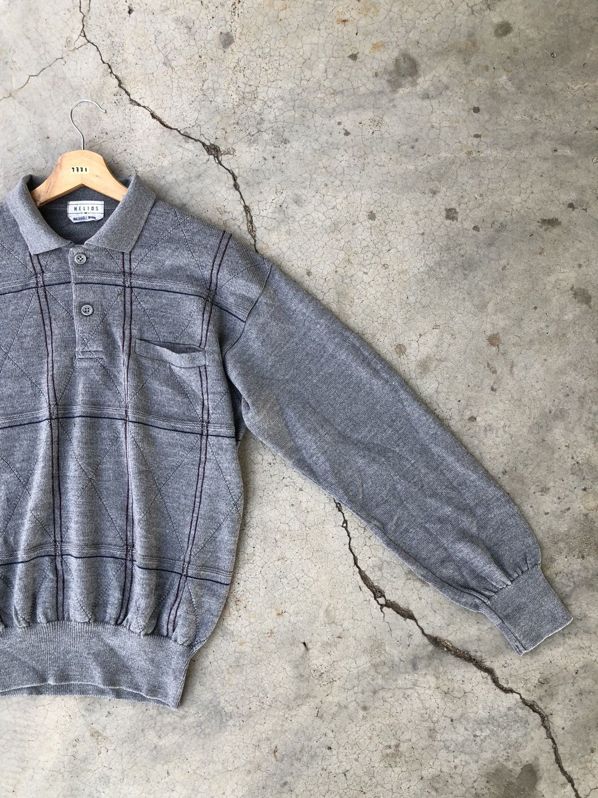 Aran Isles Knitwear × Homespun Knitwear Polo Pattern Knitsweater chackered Jumper With Pocket Size US M / EU 48-50 / 2 - 3 Thumbnail