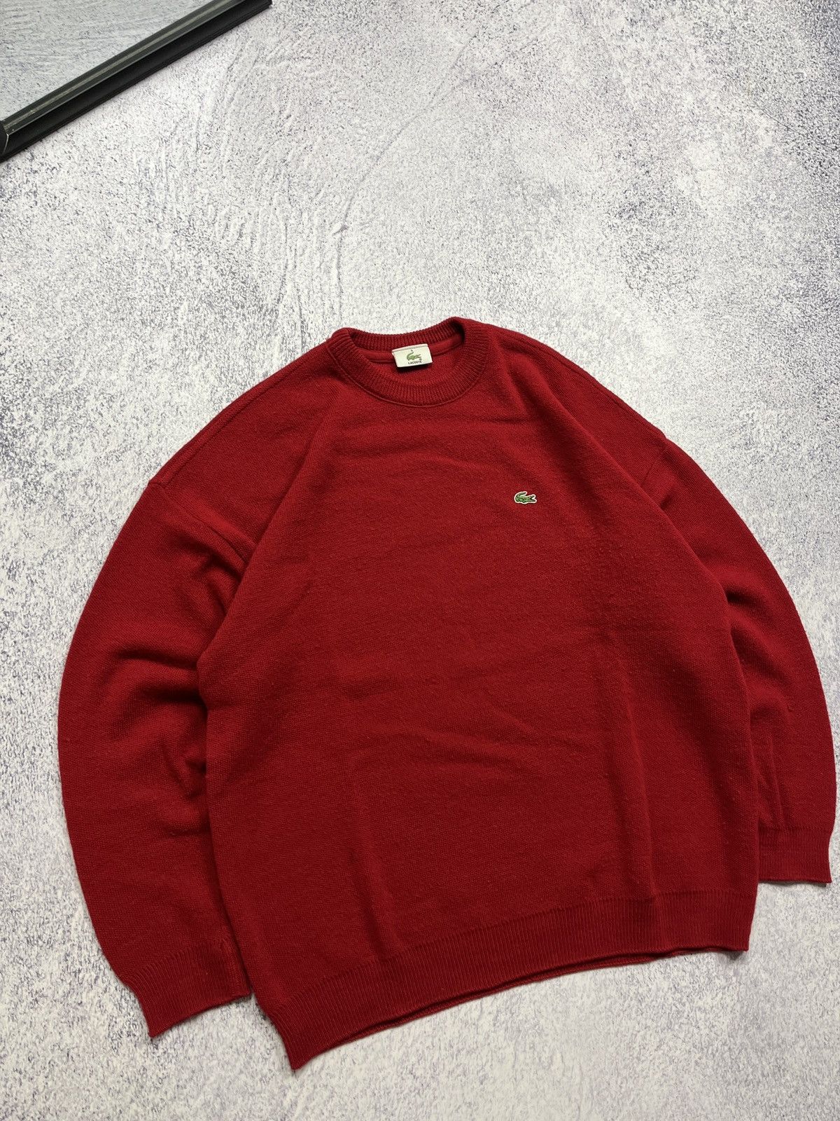 Lacoste × Vintage Vintage Lacoste Red Wool Knit Sweater Size US L / EU 52-54 / 3 - 3 Thumbnail