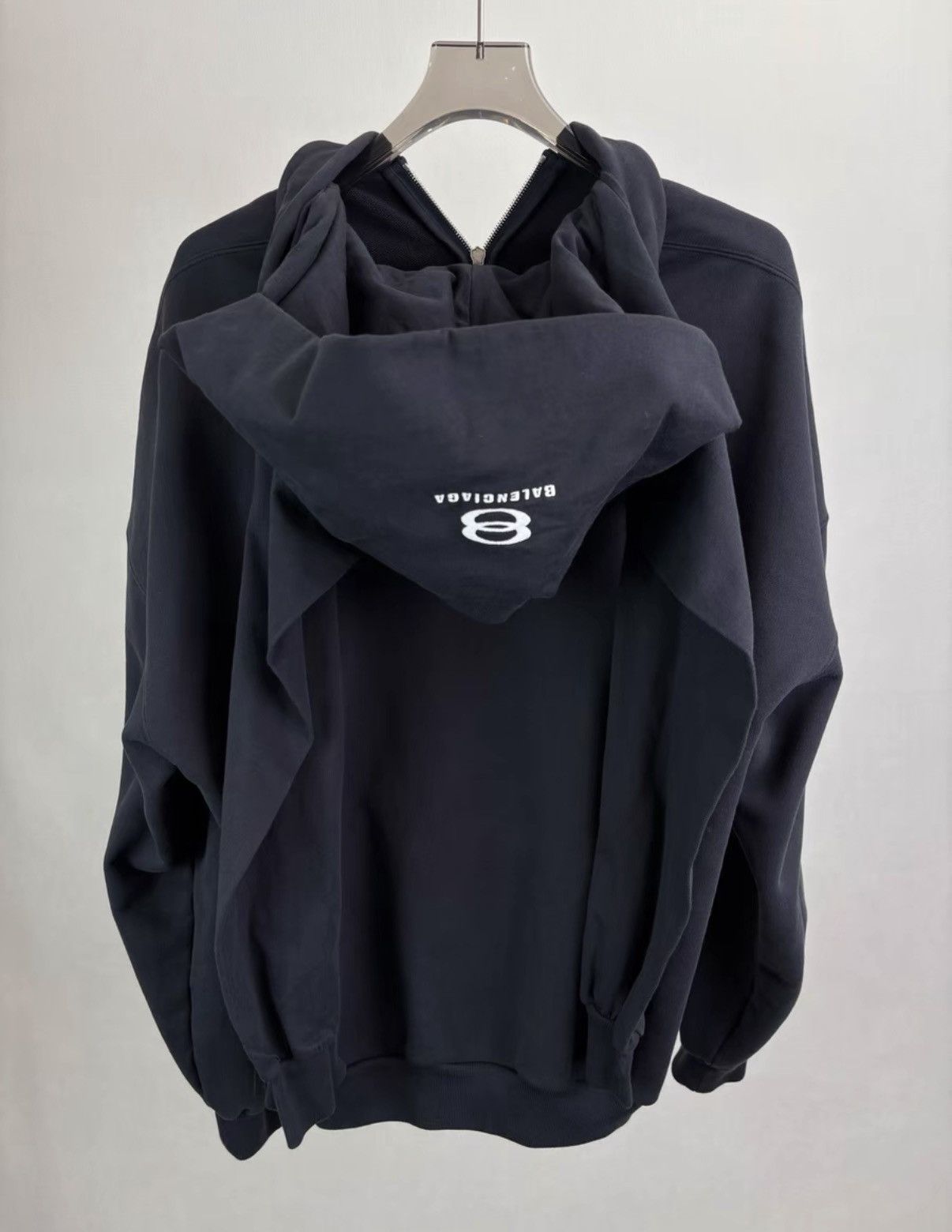 Balenciaga BALENCIAGA Double Ring Four-Sleeve Zip-Up Hooded Jacket K1 Size US M / EU 48-50 / 2 - 2 Thumbnail