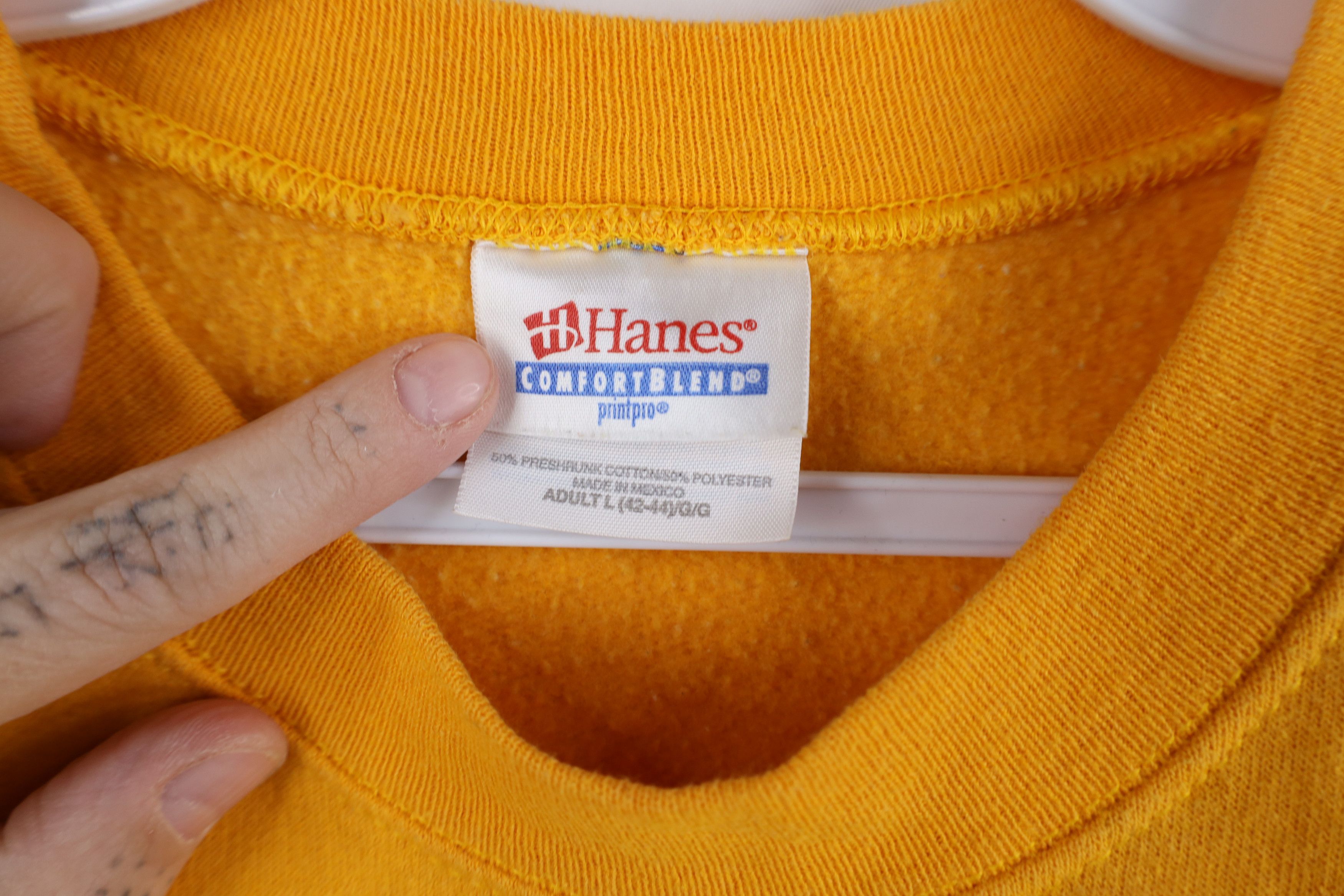Vintage Vintage 90s Y2K Streetwear Blank Crewneck Sweatshirt Yellow Size US L / EU 52-54 / 3 - 4 Thumbnail