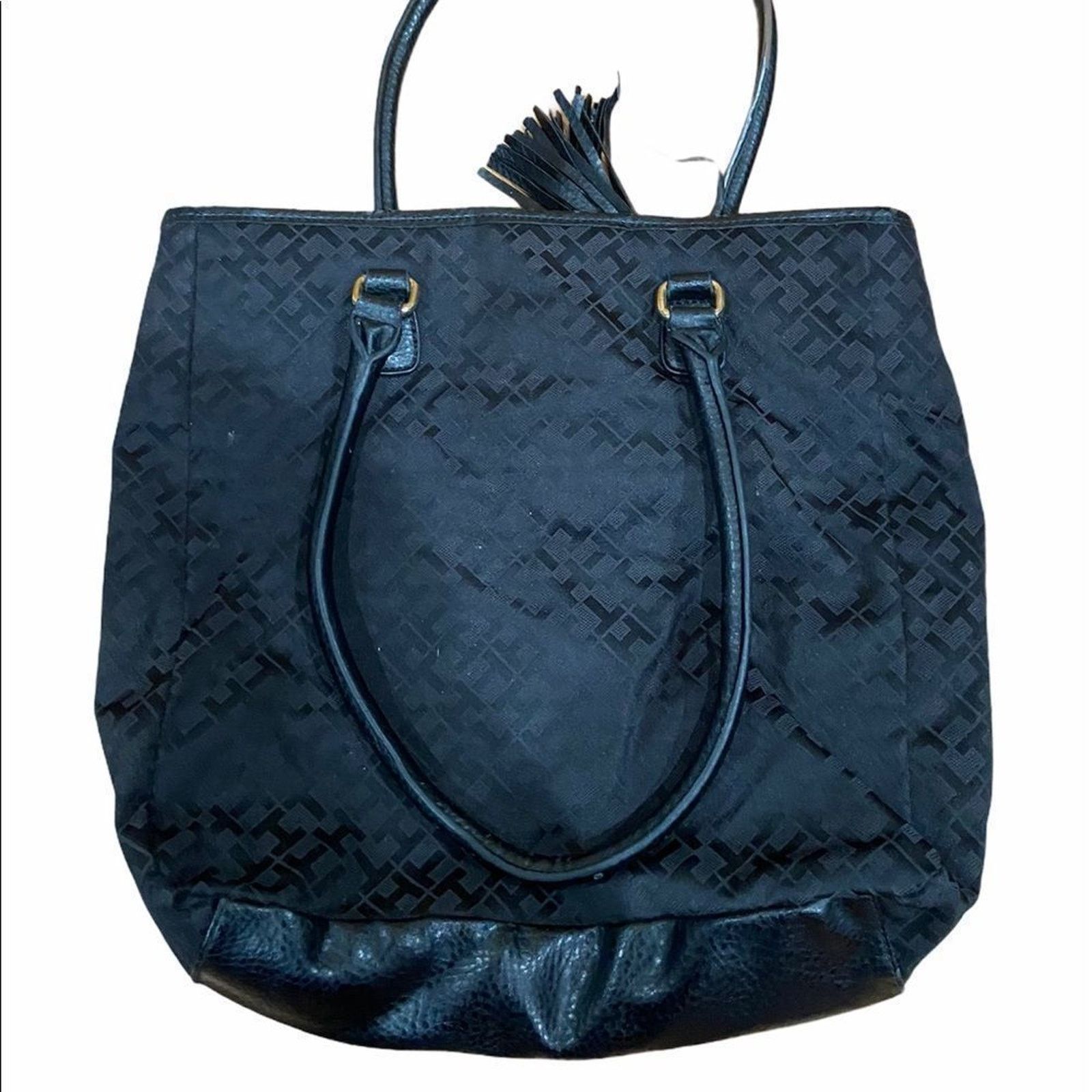 Tommy Hilfiger TOMMY HILFIGER Women's Medium Black Logo Handbag Size ONE SIZE - 3 Thumbnail