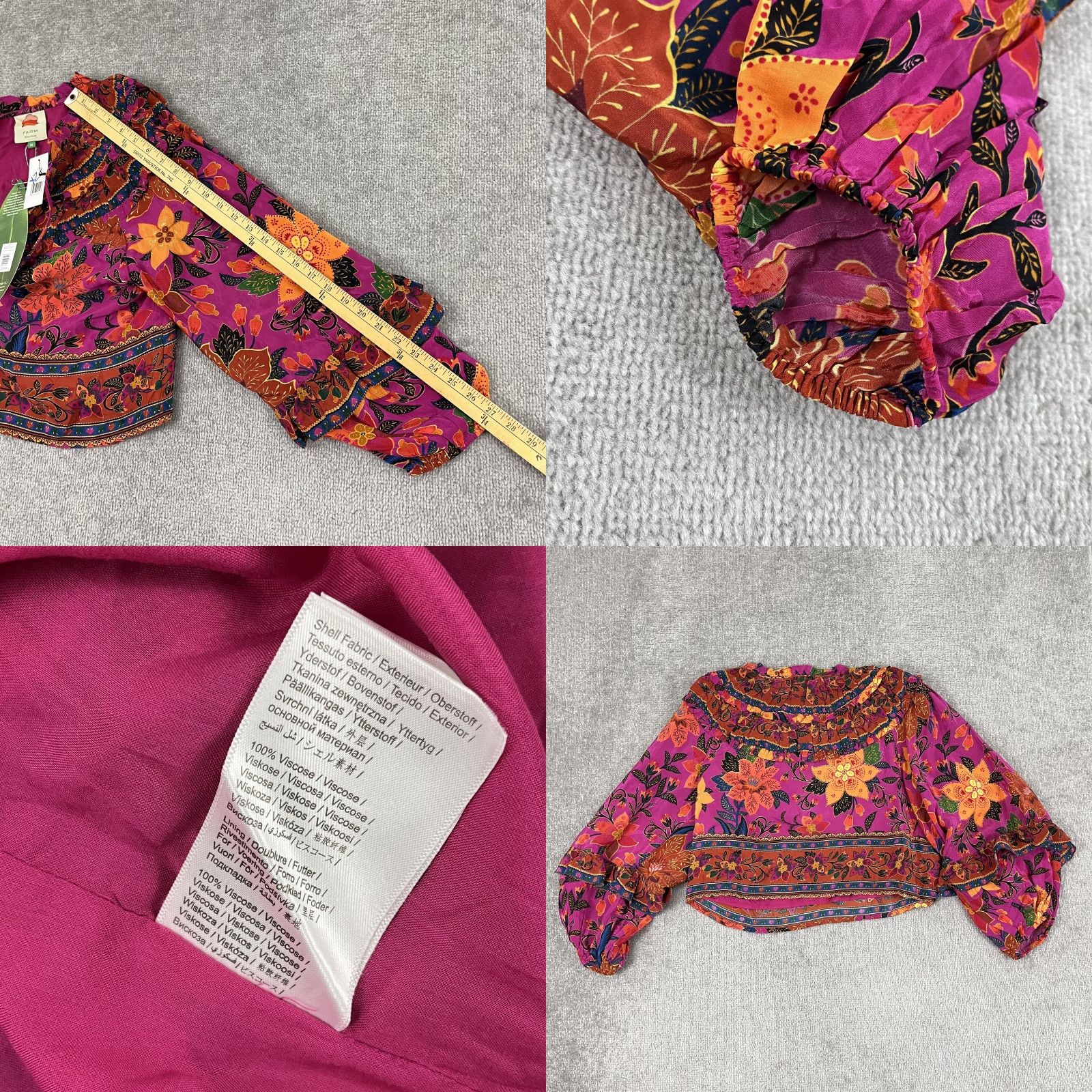 Farm Rio Farm Rio Blouse Womens Medium Floral Ruffled Long Sleeve V-Neck Casual Lightweight Multicolor Size M / US 6-8 / IT 42-44 - 8 Thumbnail