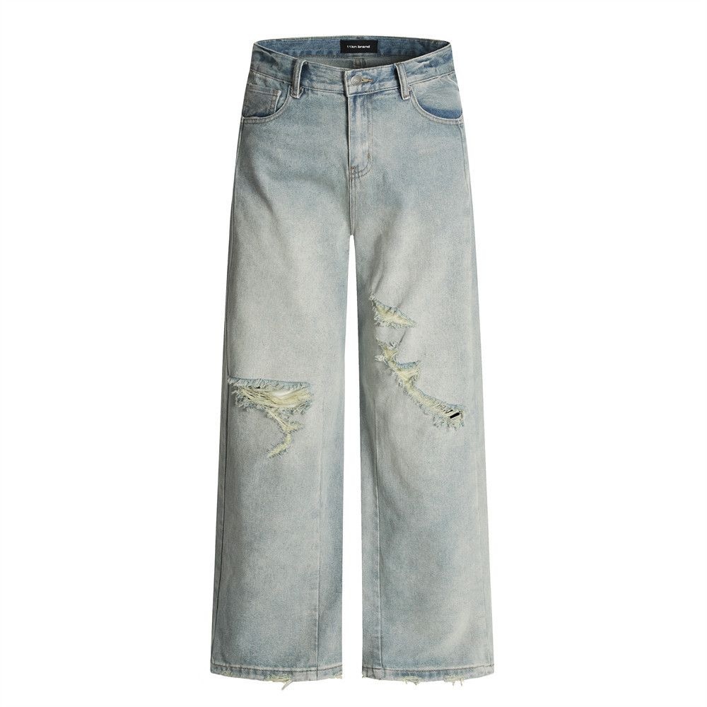 Japanese Brand × Jean Men's loose punk washed distressed ripped jeans Size US 32 / EU 48 - 1 Thumbnail
