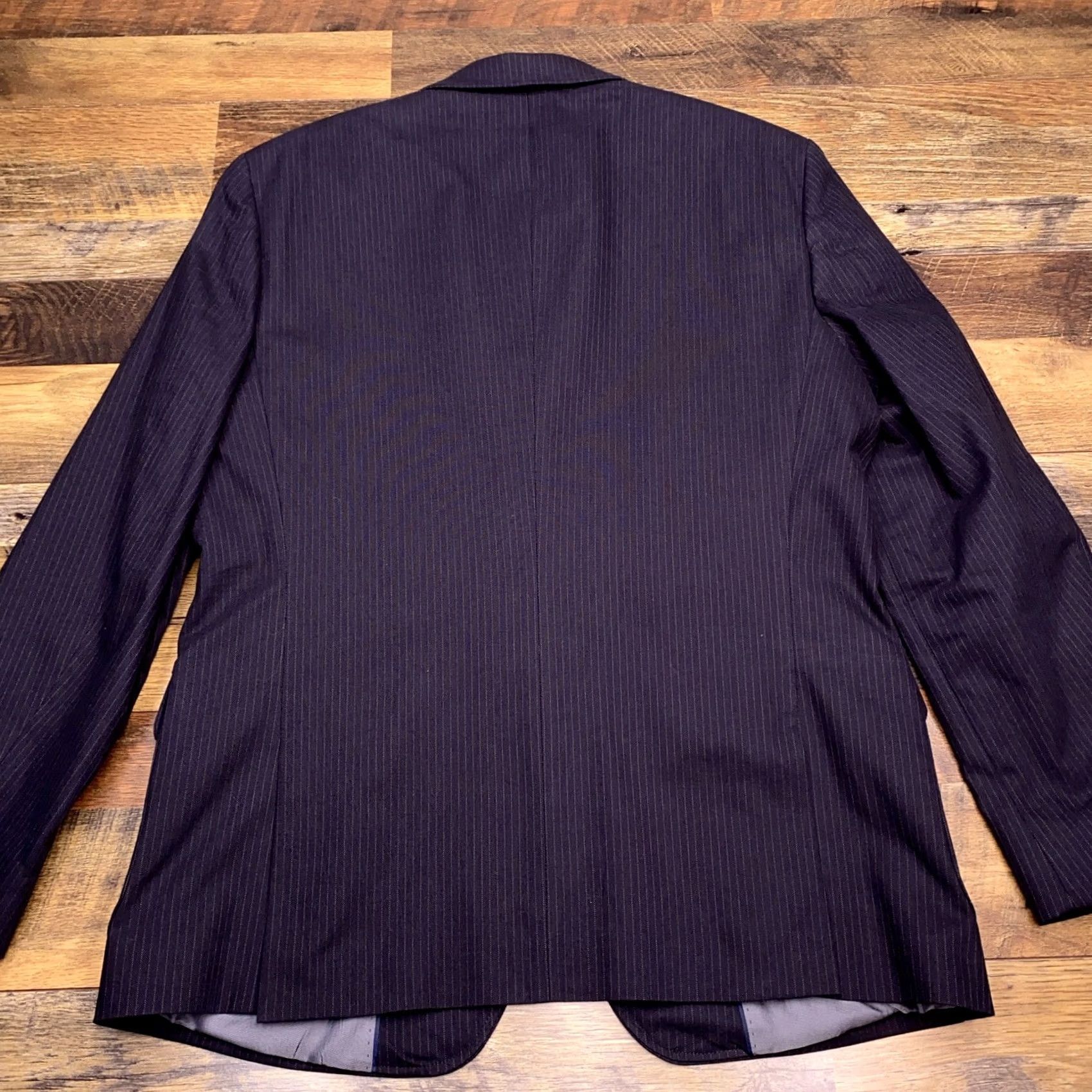 Banana Republic Banana Republic Sport Coat Blazer 44R Striped Blue Notch Lapel Slim Single-Breasted Two-Button Regular Mens Size 44R - 2 Thumbnail