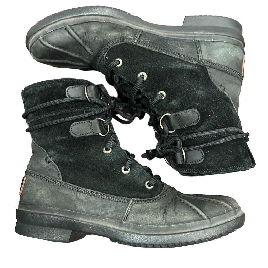 UGG AUSTRALIA Azaria Black Waterproof Suede Leather Rubber S