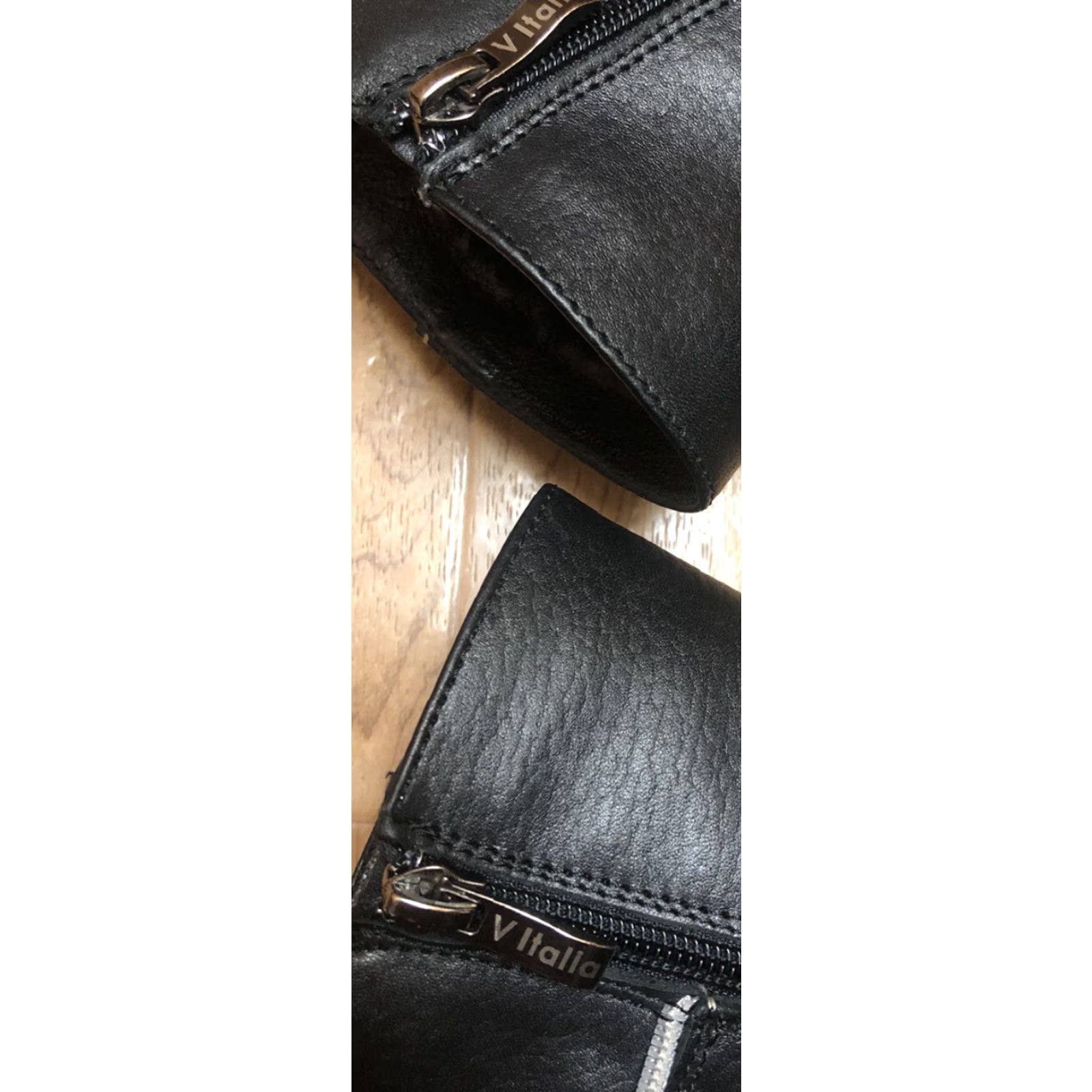 Vintage VITALIA Womens Leather Heel Boots Euro Size 40-US Size 9.5 - Black - Leather - Zipper - Boot - Biker - 40 - US9.5 - Womens - Vitalia - Boots Size US 10 / IT 40 - 2 Thumbnail