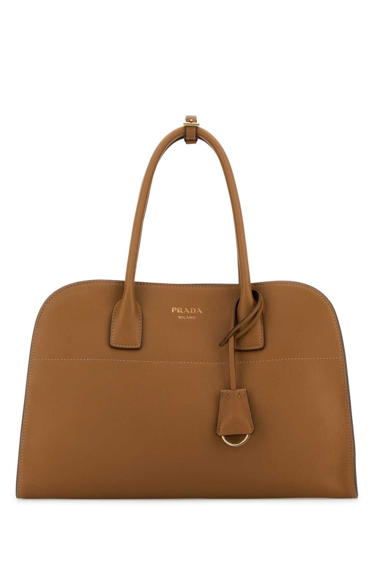Prada Camel Leather Medium Shopping Bag Size ONE SIZE - 1 Thumbnail
