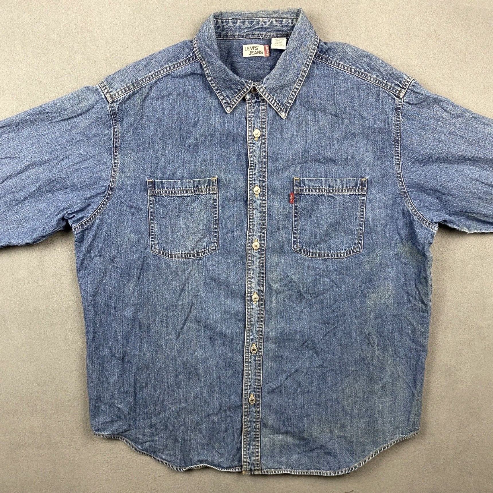 VINTAGE Levi's Denim Shirt Men XL Long Sleeve Casual Workwear