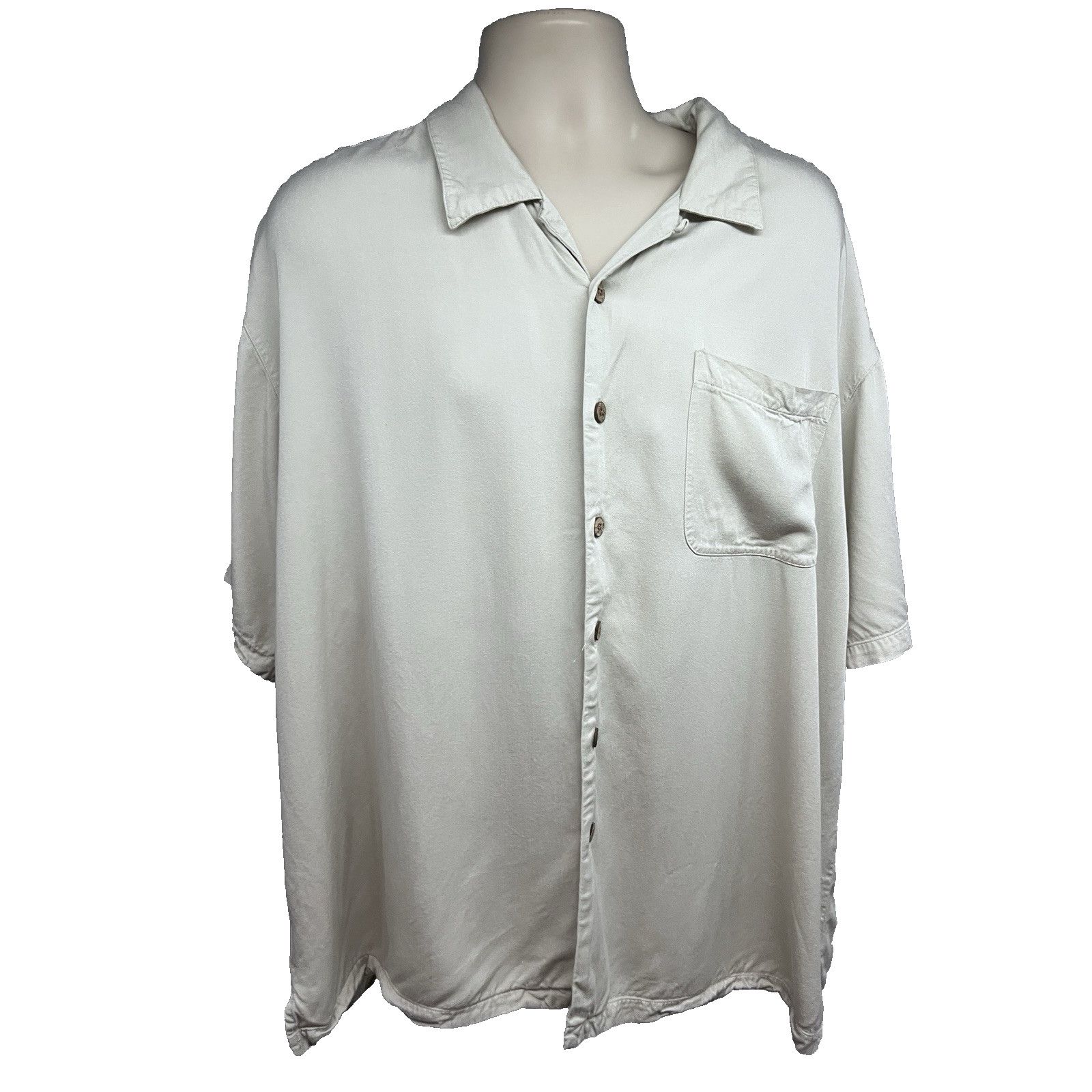 Tommy Bahama Tommy Bahama Beige Hawaiian Button Up Shirt 2XL Pocket Size US XXL / EU 58 / 5 - 2 Thumbnail