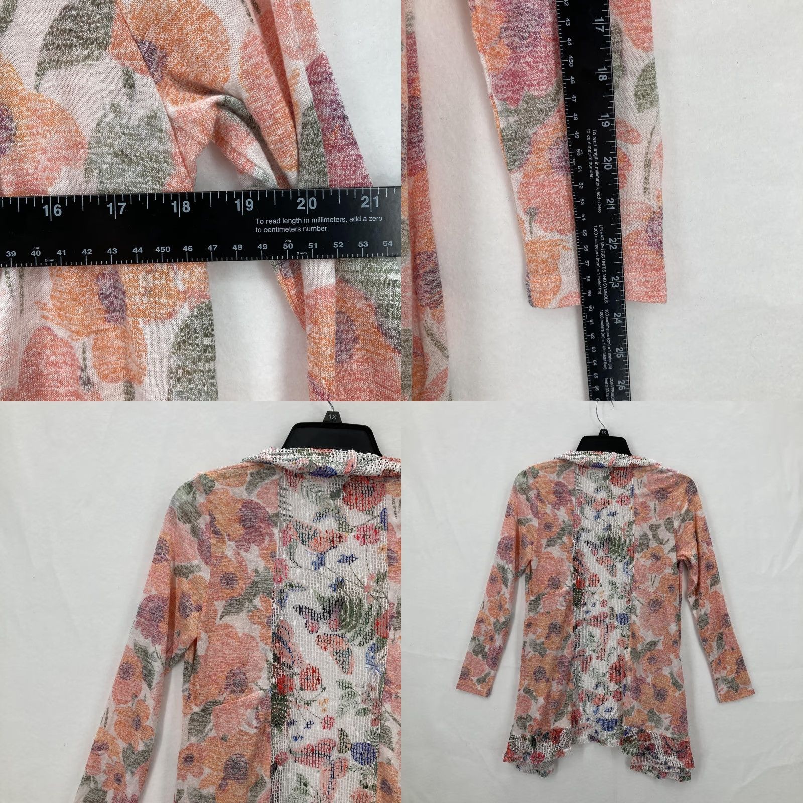 Vintage Cupio Cardigan Womens Small Floral Open Front Sheer Knit Lightweight Boho Hippie Size S / US 4 / IT 40 - 8 Thumbnail