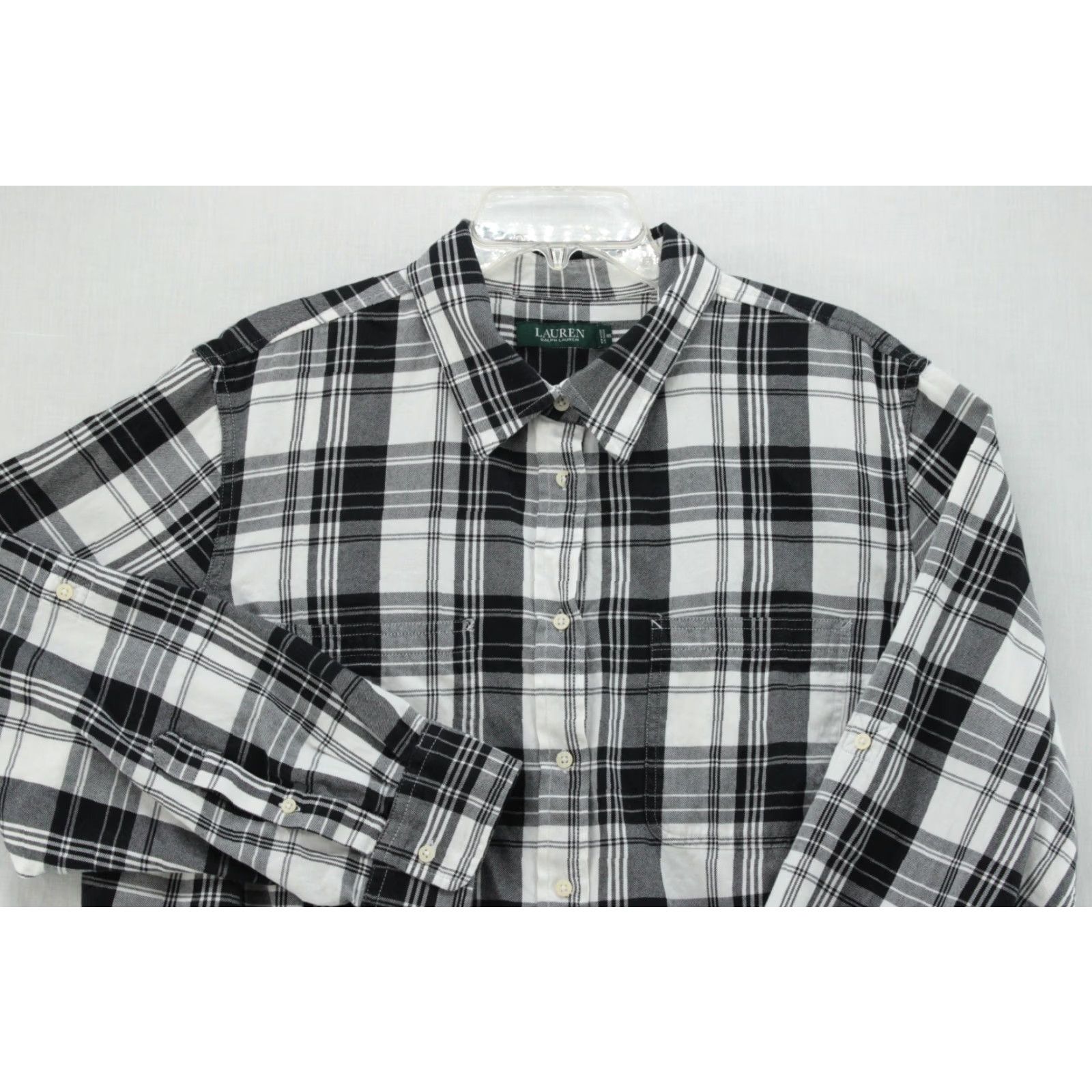 Ralph Lauren Lauren Ralph Lauren Flannel Shirt Womens 3X Black White Plaid Long Sleeve Soft Size XXL / US 16-18 / IT 52-54 - 3 Thumbnail