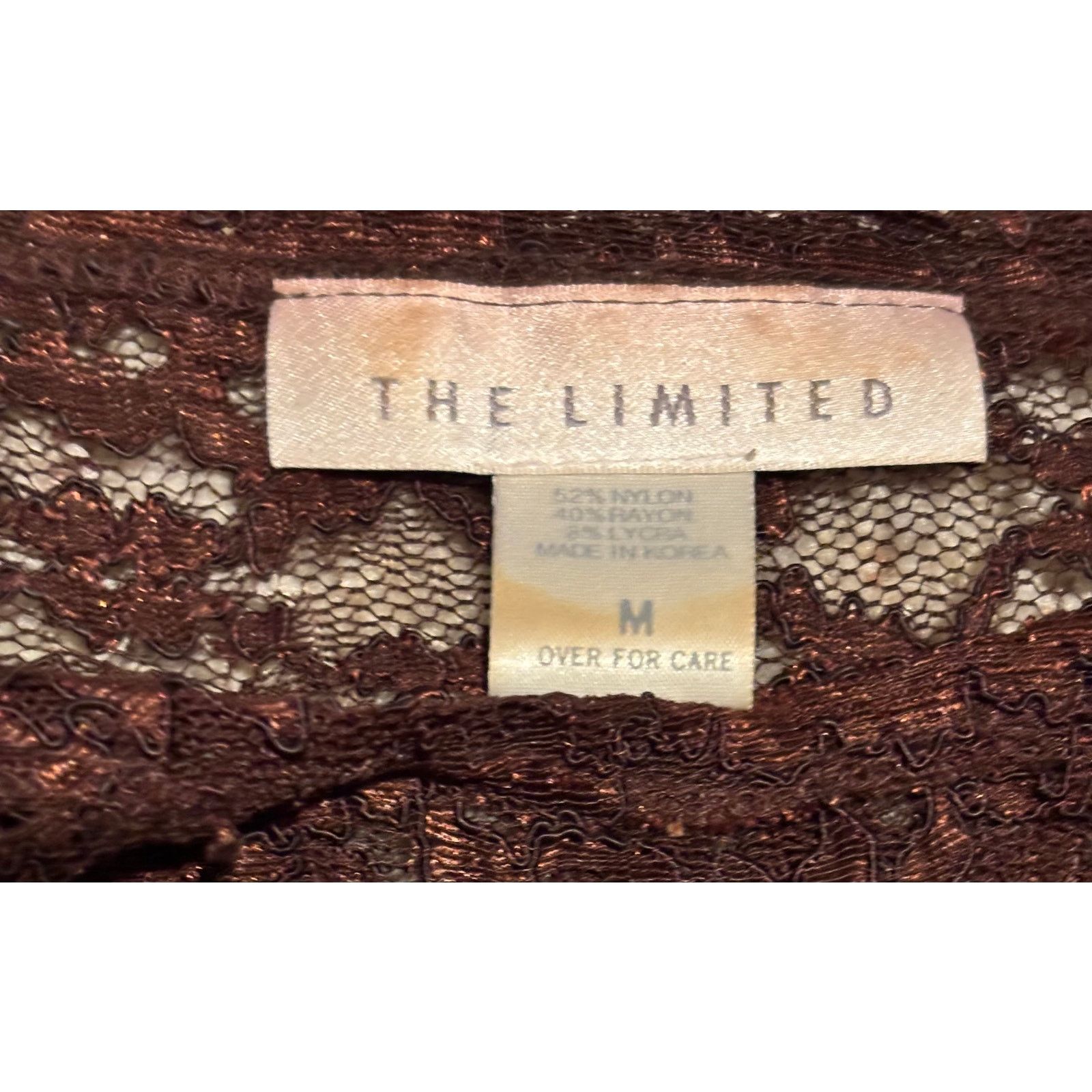 Vintage The Limited Vintage Brown Stretch Lace Top Long Sleeve Peek Size M / US 6-8 / IT 42-44 - 7 Thumbnail