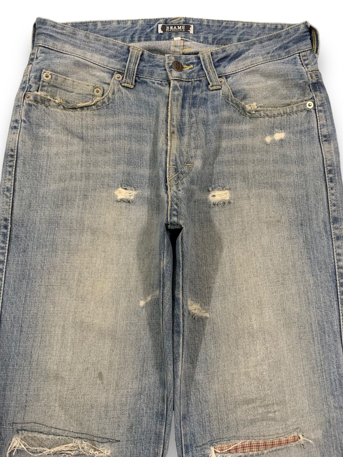 Beams Plus Vintage Japanese Brand Beams Patched Distressed Grunge Jeans Size US 29 - 3 Thumbnail