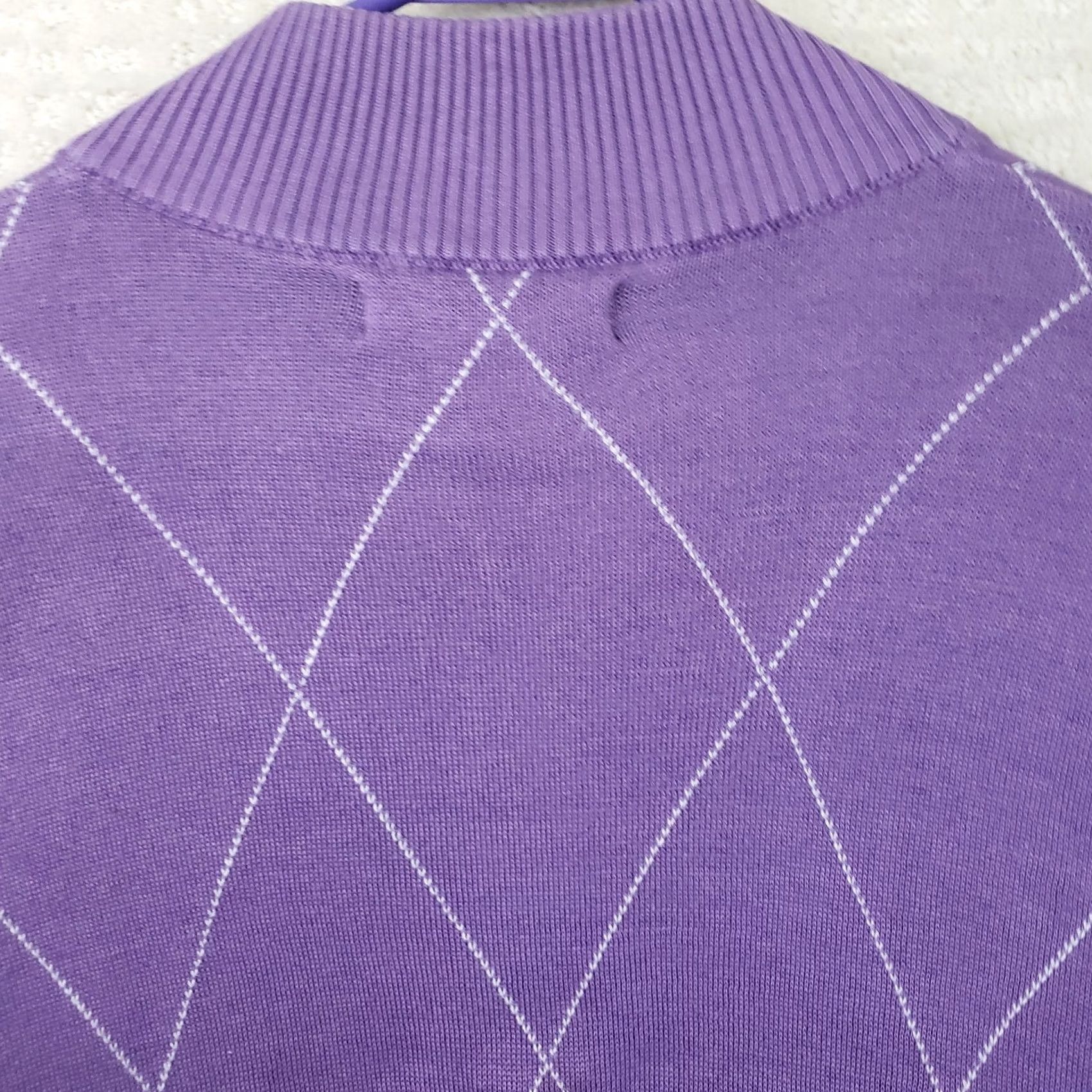 Vintage Martin Golf Sweater Vest Men's L Purple Argyle Pima Cotton Mock Neck Sleeveless Size US L / EU 52-54 / 3 - 7 Thumbnail