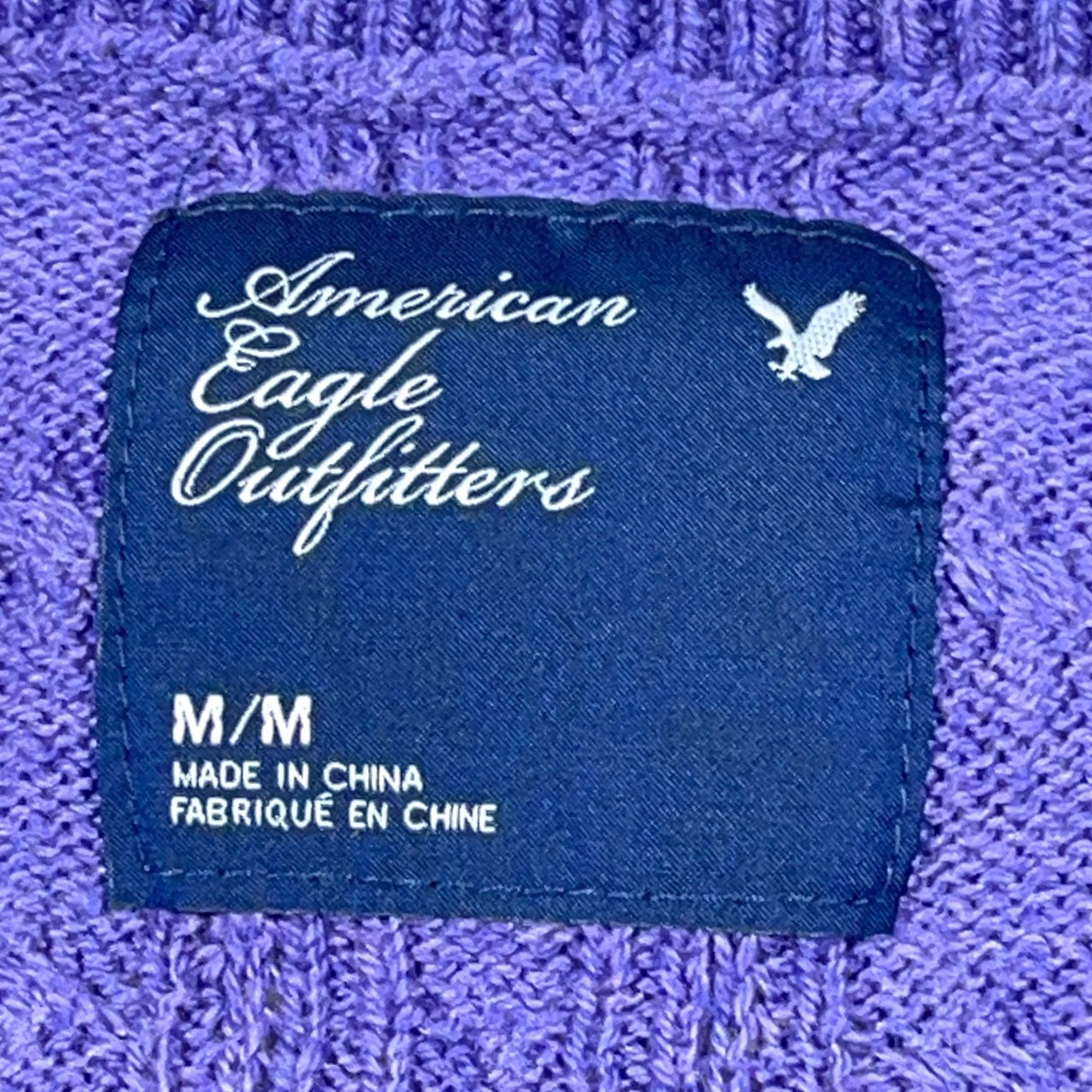 American Eagle Outfitters VINTAGE American Eagle Outfitters Sweater Women M Purple Cable-Knit Fitted Pullover Size M / US 6-8 / IT 42-44 - 4 Thumbnail