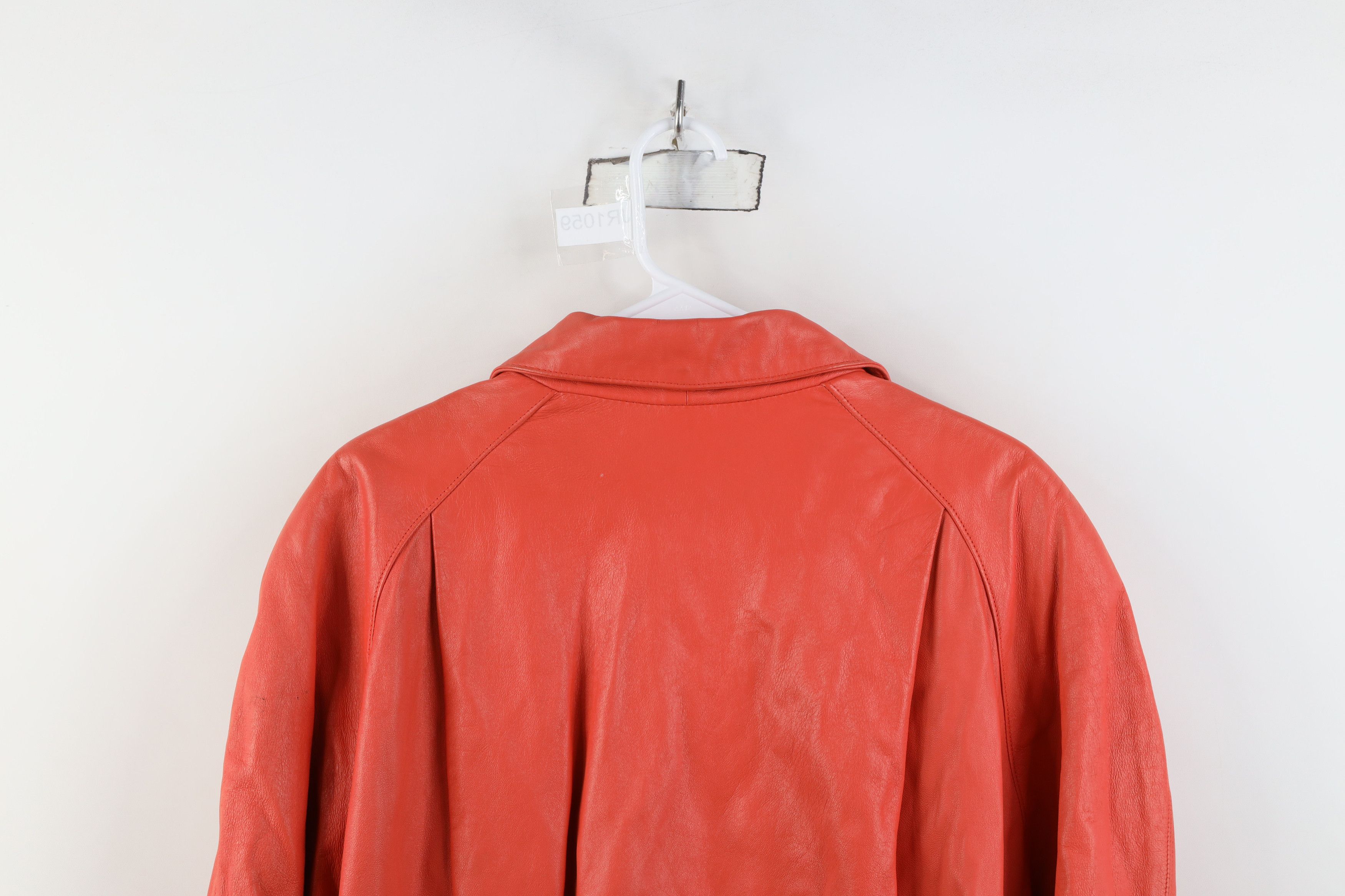 Vintage Vintage 80s Mid Mod Soft Leather Button Back Jacket Coral Size L / US 10 / IT 46 - 14 Thumbnail