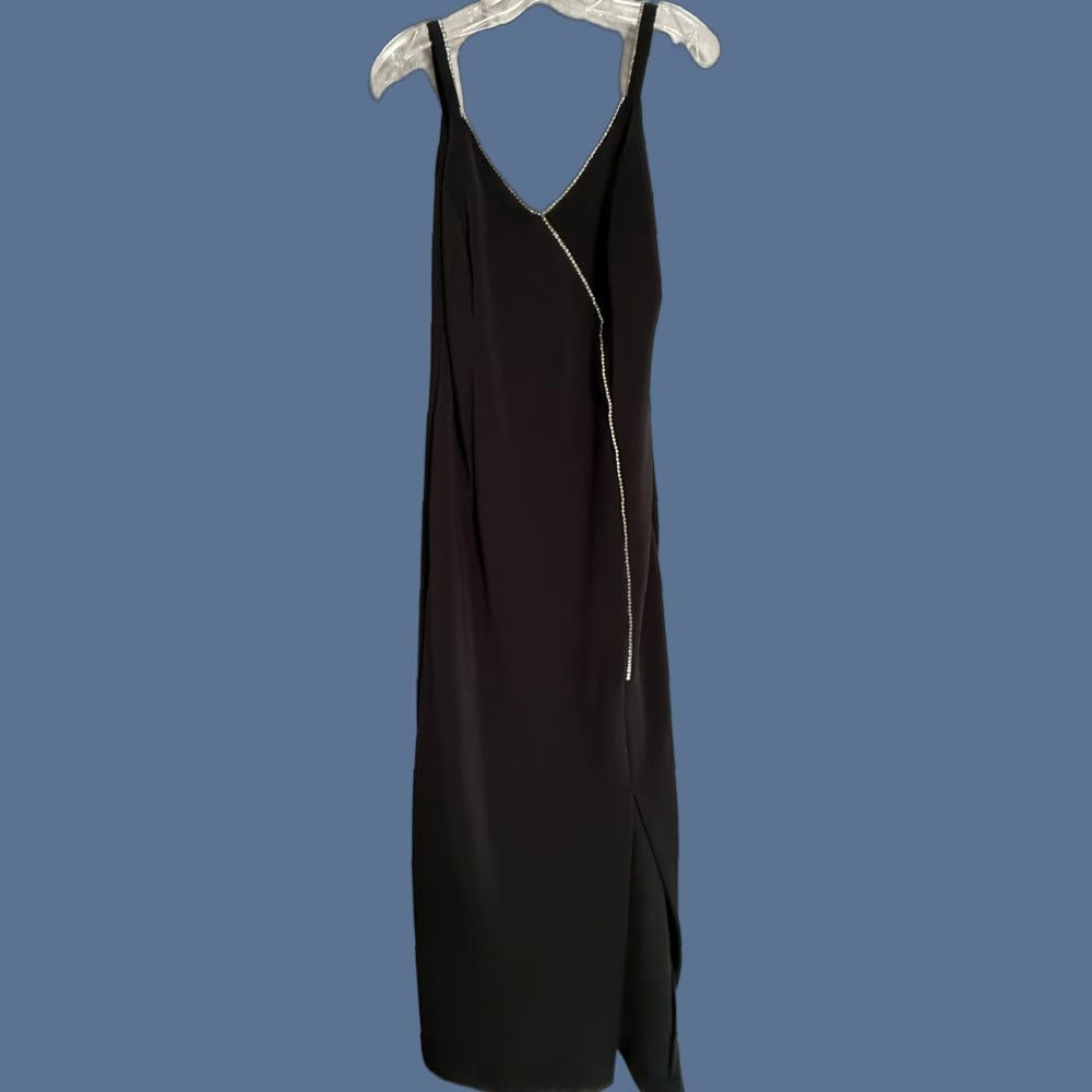 Vintage Dave & Johnny Dress Womens Medium BlacGown Rhinestone V Neck Maxi Formal Size M / US 6-8 / IT 42-44 - 1 Thumbnail