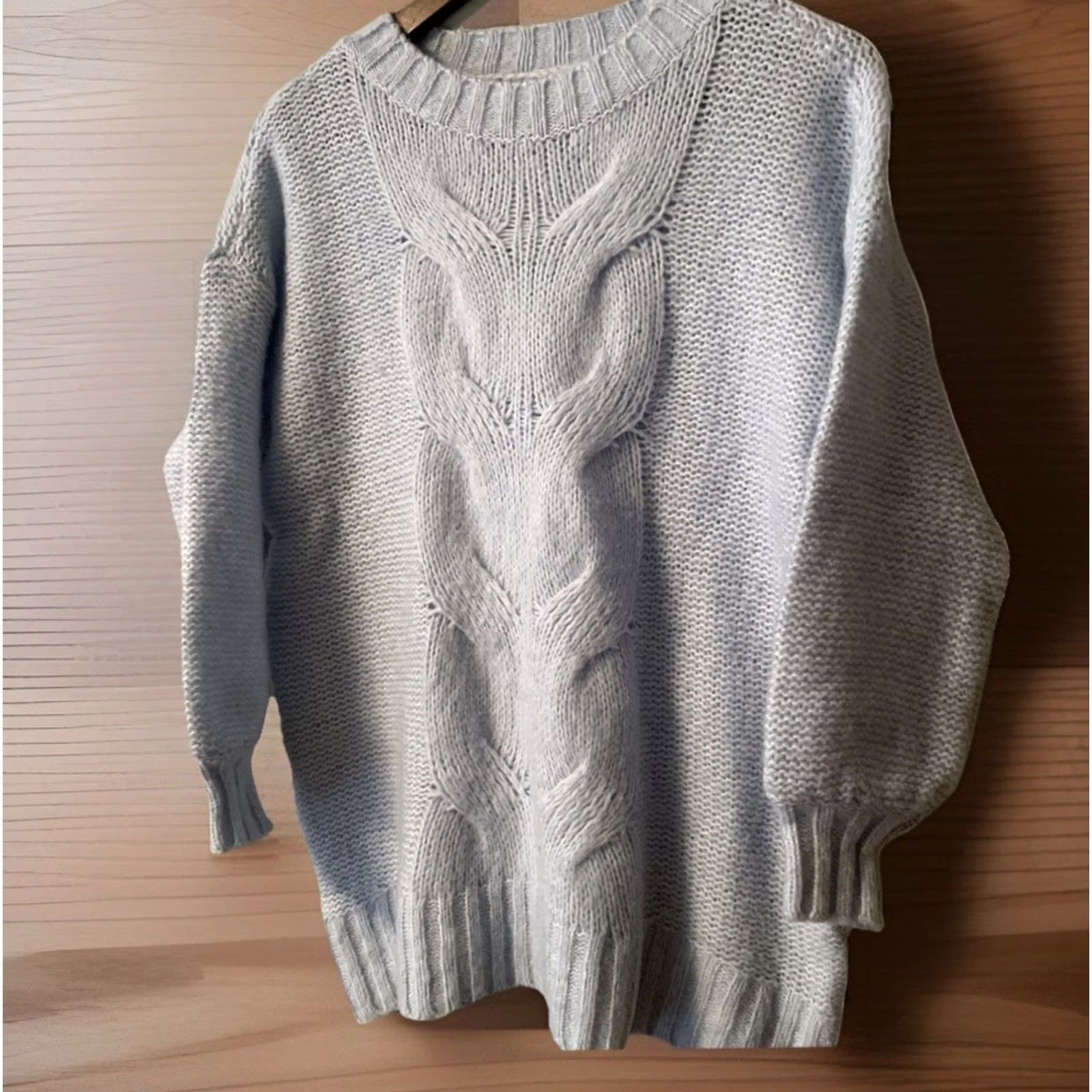 Vintage Aerie Sweater XS Cable-Knit Light Blue Pullover Crew Neck Long Sleeve Casual Womens XS Size XS / US 0-2 / IT 36-38 - 3 Thumbnail