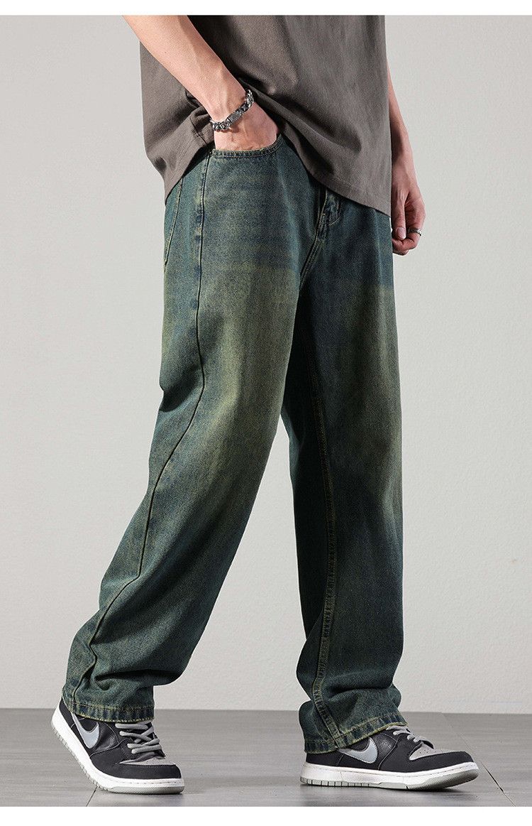 Japanese Brand × Jean Classic retro casual versatile olive green loose jeans Size US 32 / EU 48 - 2 Thumbnail