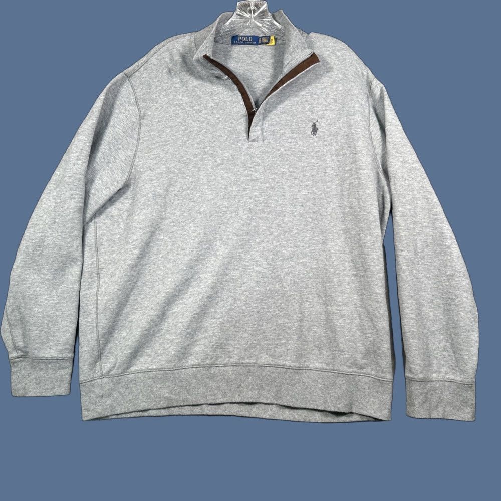 Polo Ralph Lauren Polo Ralph Lauren 1/4 Zip Pullover Mens XL Gray Pony Preppy Knit Sweater Size US XL / EU 56 / 4 - 1 Thumbnail