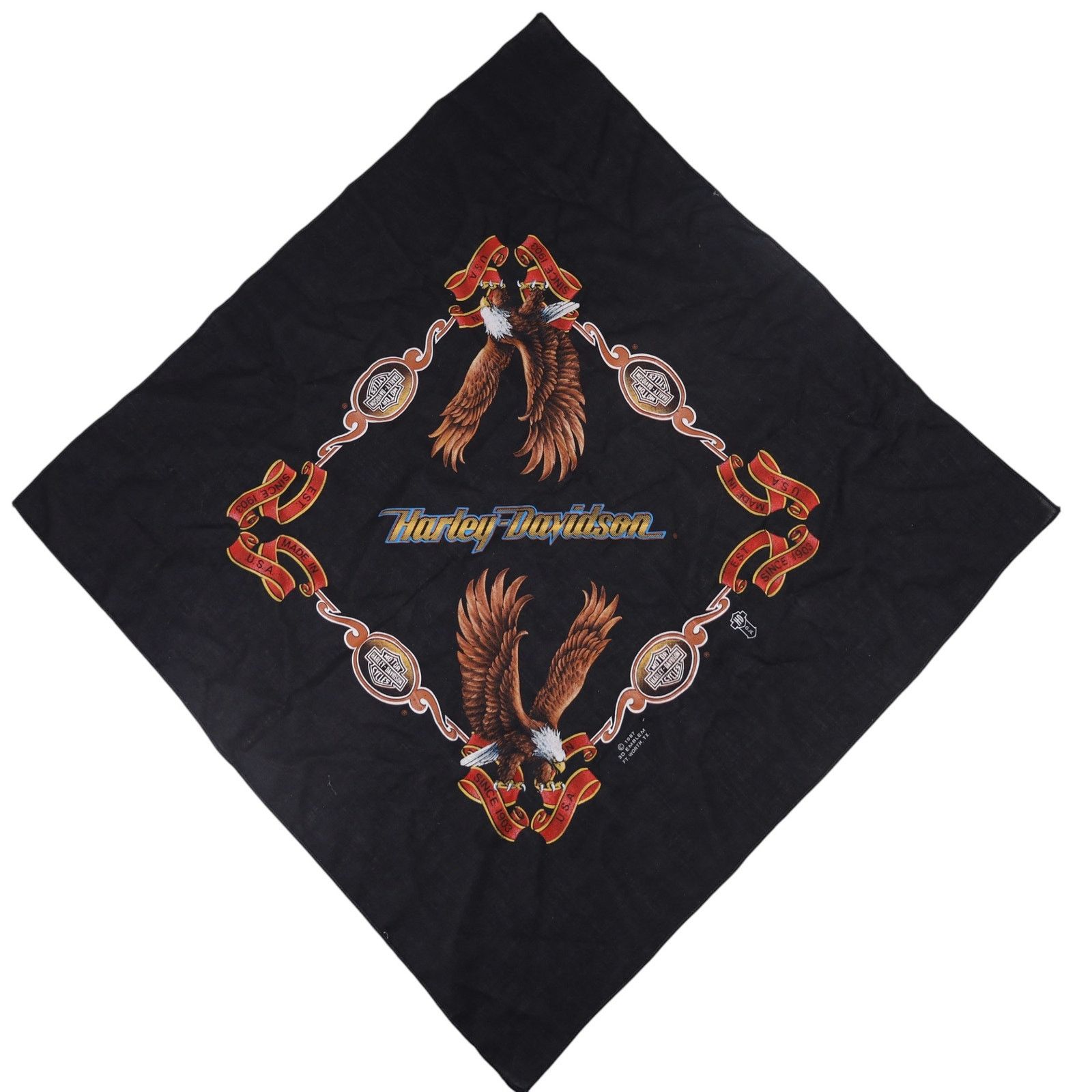 Harley Davidson × Vintage Vintage 3D Emblem Harley Davidson Bandana Size ONE SIZE - 1 Thumbnail
