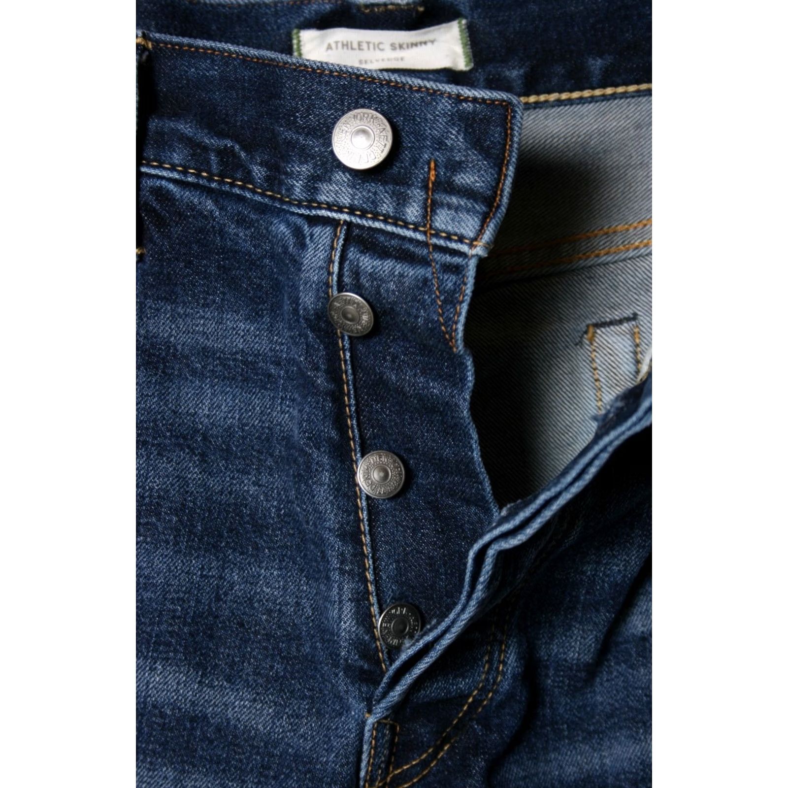 American Eagle Outfitters AE77 Athletic Skinny Stretch Selvedge Denim Blue Jeans 34x32 Regular Mens Athletic Fit Jeans Blue 34x32 - 31 Inseam Size US 33 - 3 Thumbnail