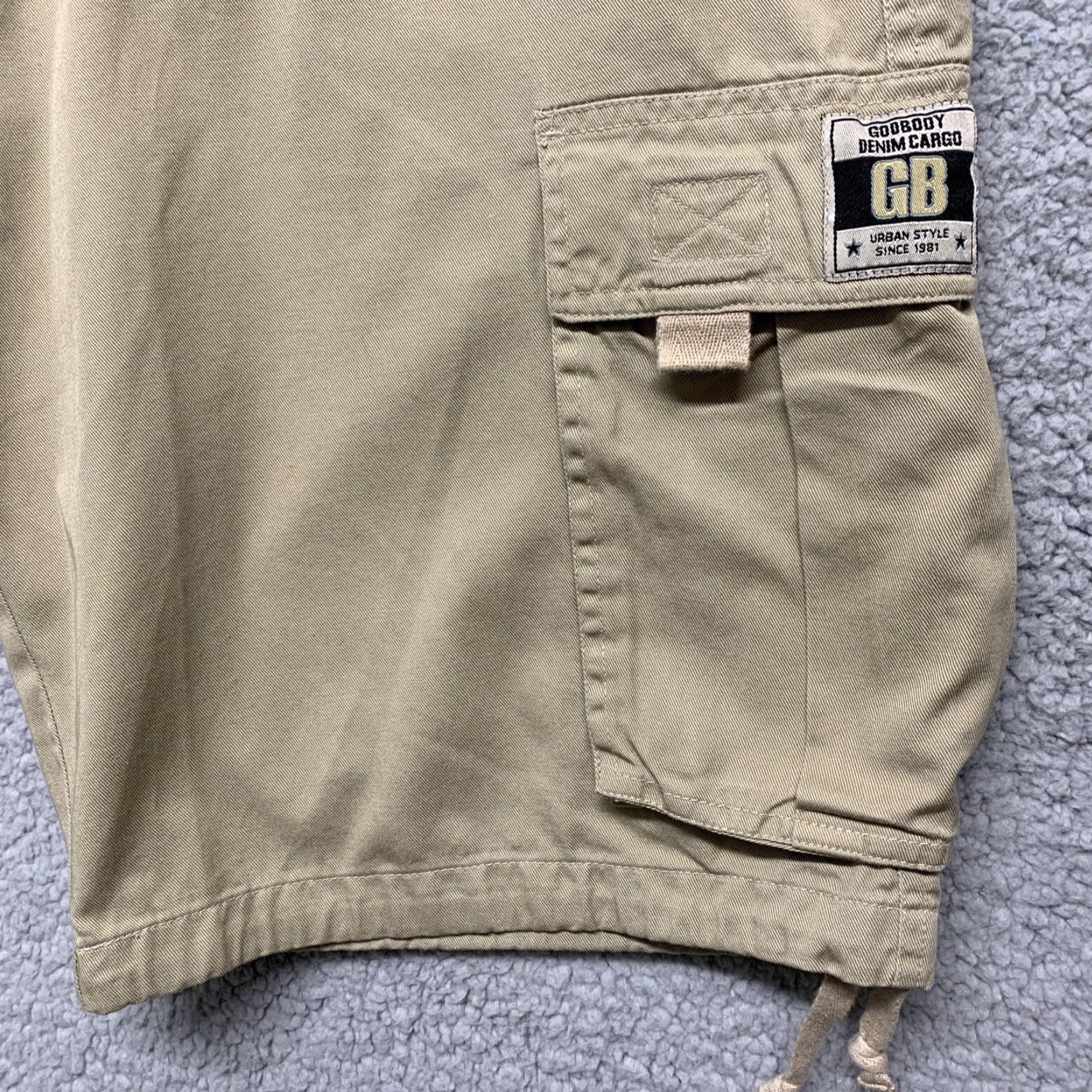 Denime Godbody Denim Cargo Mens Cargo Shorts Tan Size 36 Drawstring Front Flat 5-Pocket Belt Loops Regular Fit Shorts Size US 36 / EU 52 - 4 Thumbnail