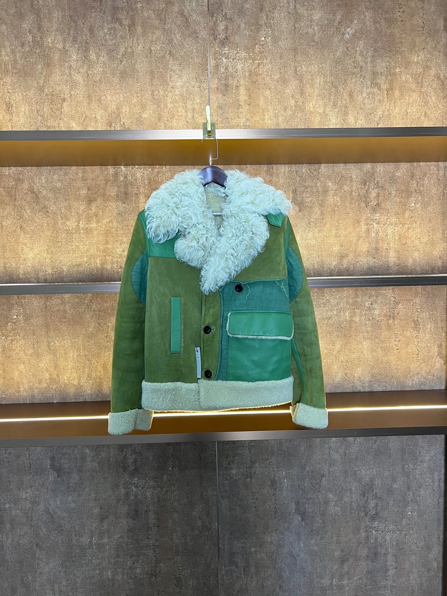 Loewe Loewe Green Fur-Lined Structured Coat Size US M / EU 48-50 / 2 - 1 Thumbnail