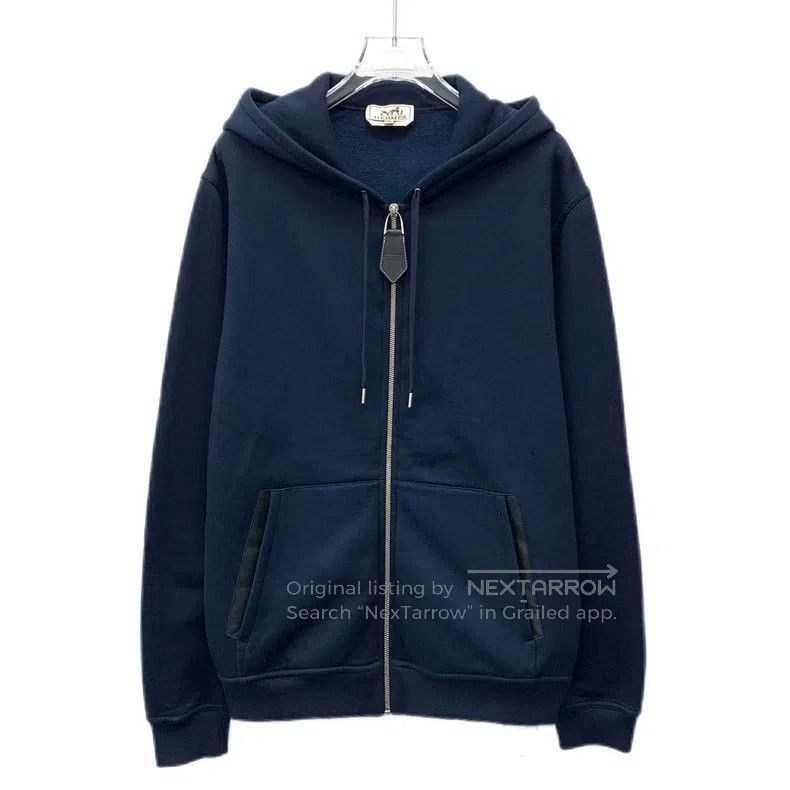 Hermes Hermes Dark Blue Cotton Hooded Drawstring Zipper Long Slee Size US S / EU 44-46 / 1 - 1 Thumbnail
