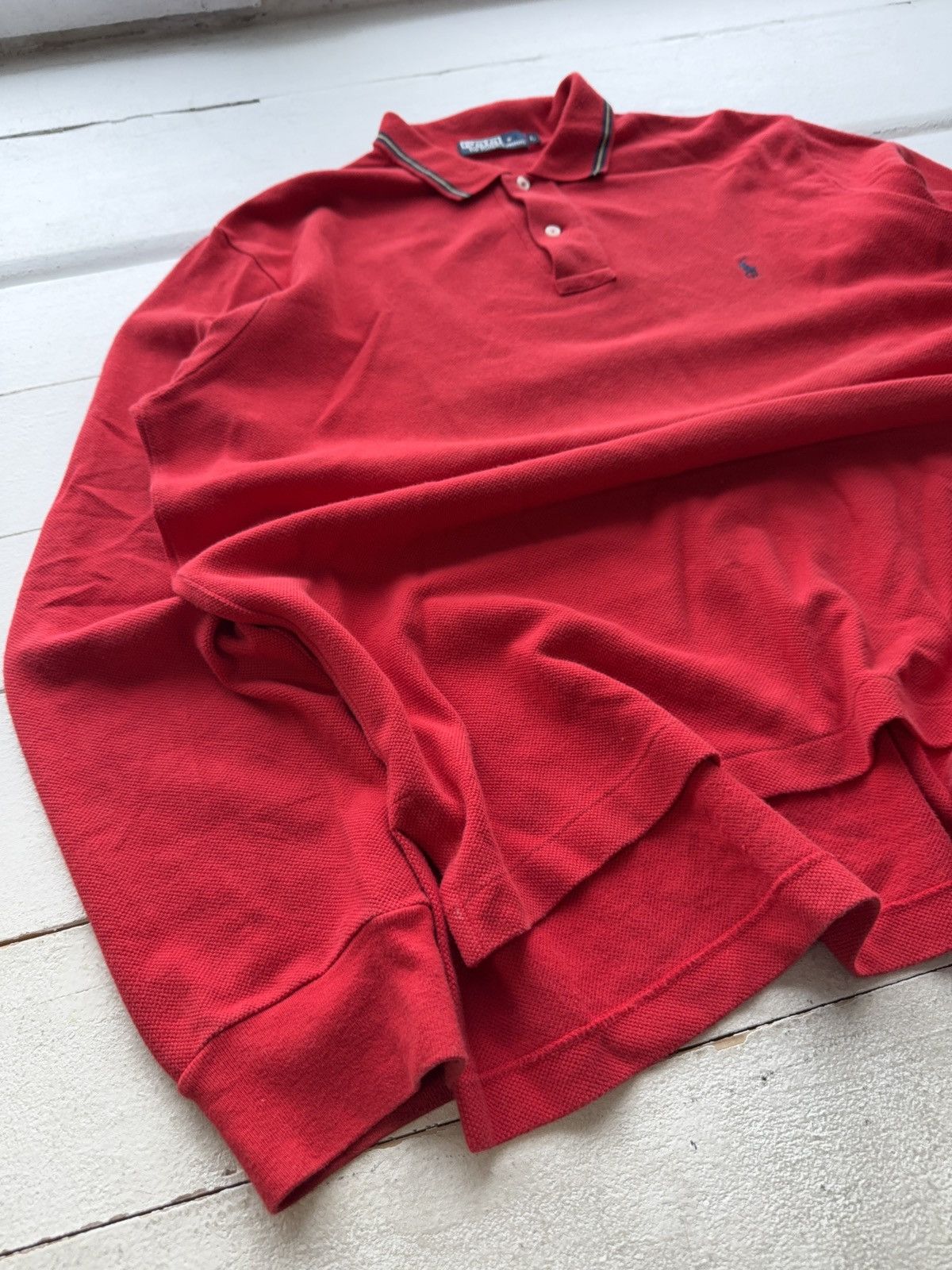 Polo Ralph Lauren 00s. Polo Ralph Lauren Red Long Sleeve Polo Shirt Vintage L Size US L / EU 52-54 / 3 - 2 Thumbnail