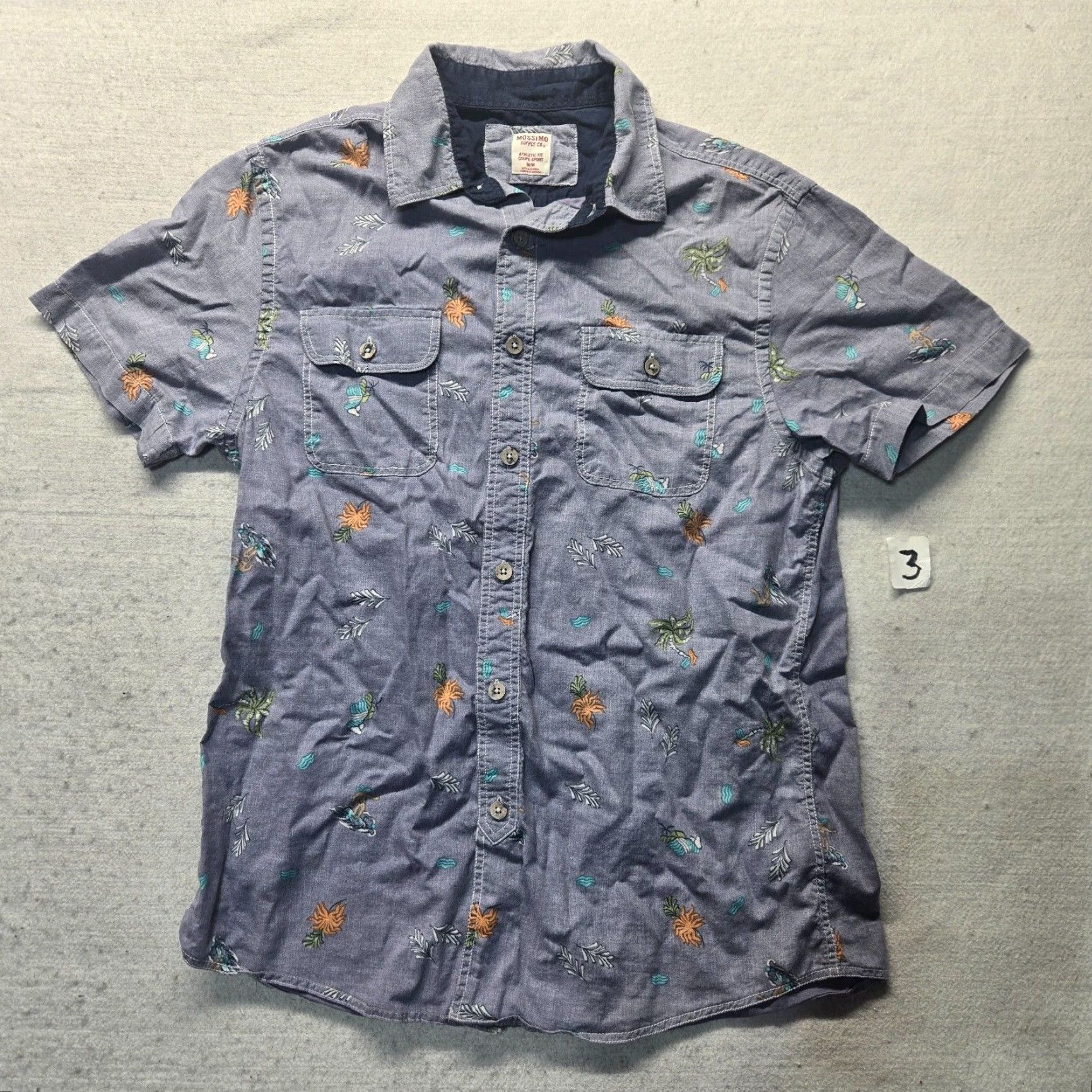 Mossimo Mossimo Button-Up Shirt Blue Hawaiian Casual Men’s Size M Medium Short Sleeve Cotton Button-Front 90s Theme, Hawaiian Shirt Mens Size US M / EU 48-50 / 2 - 2 Thumbnail