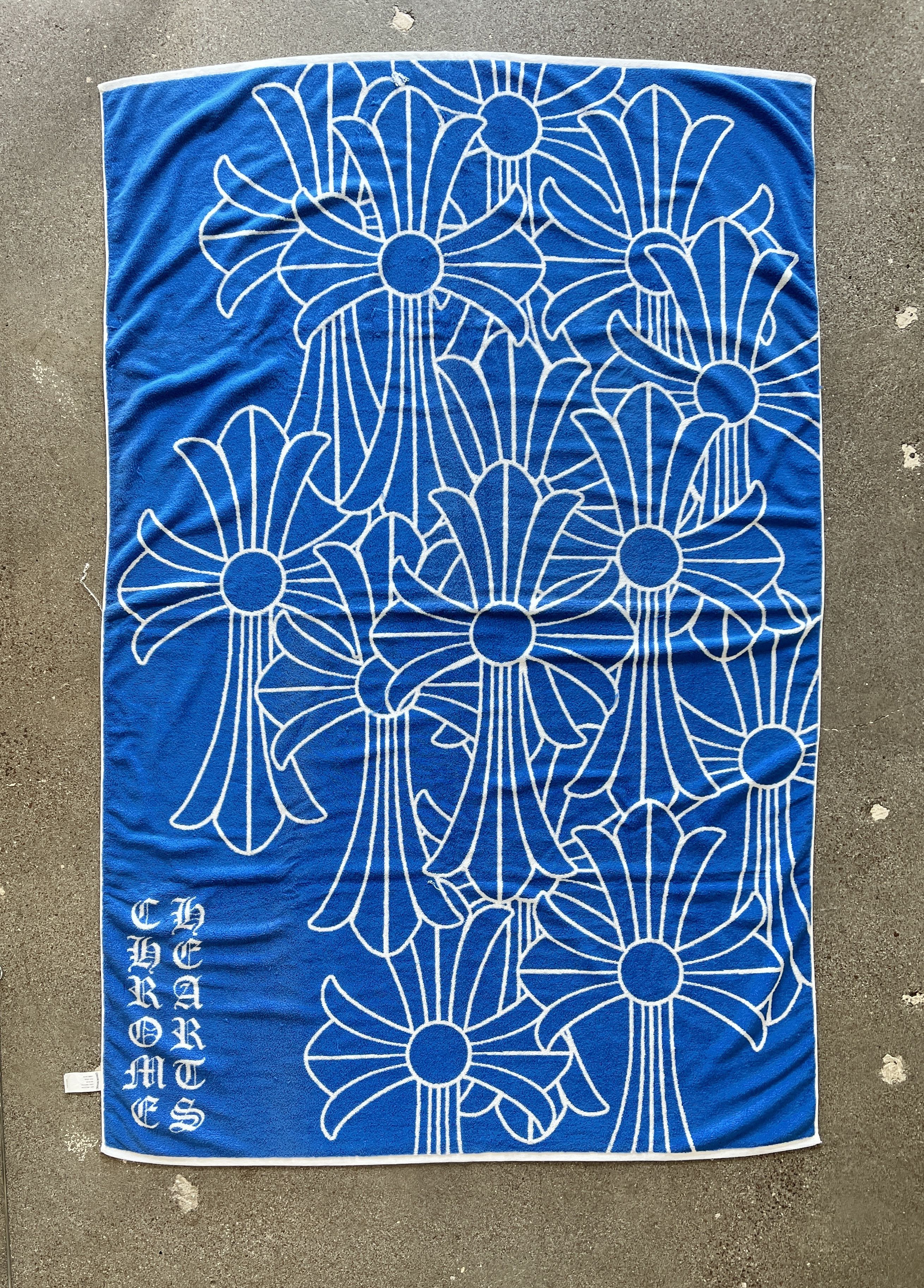 image of Chrome Hearts Huge Cemetery Beach Towel in Blue, Men's