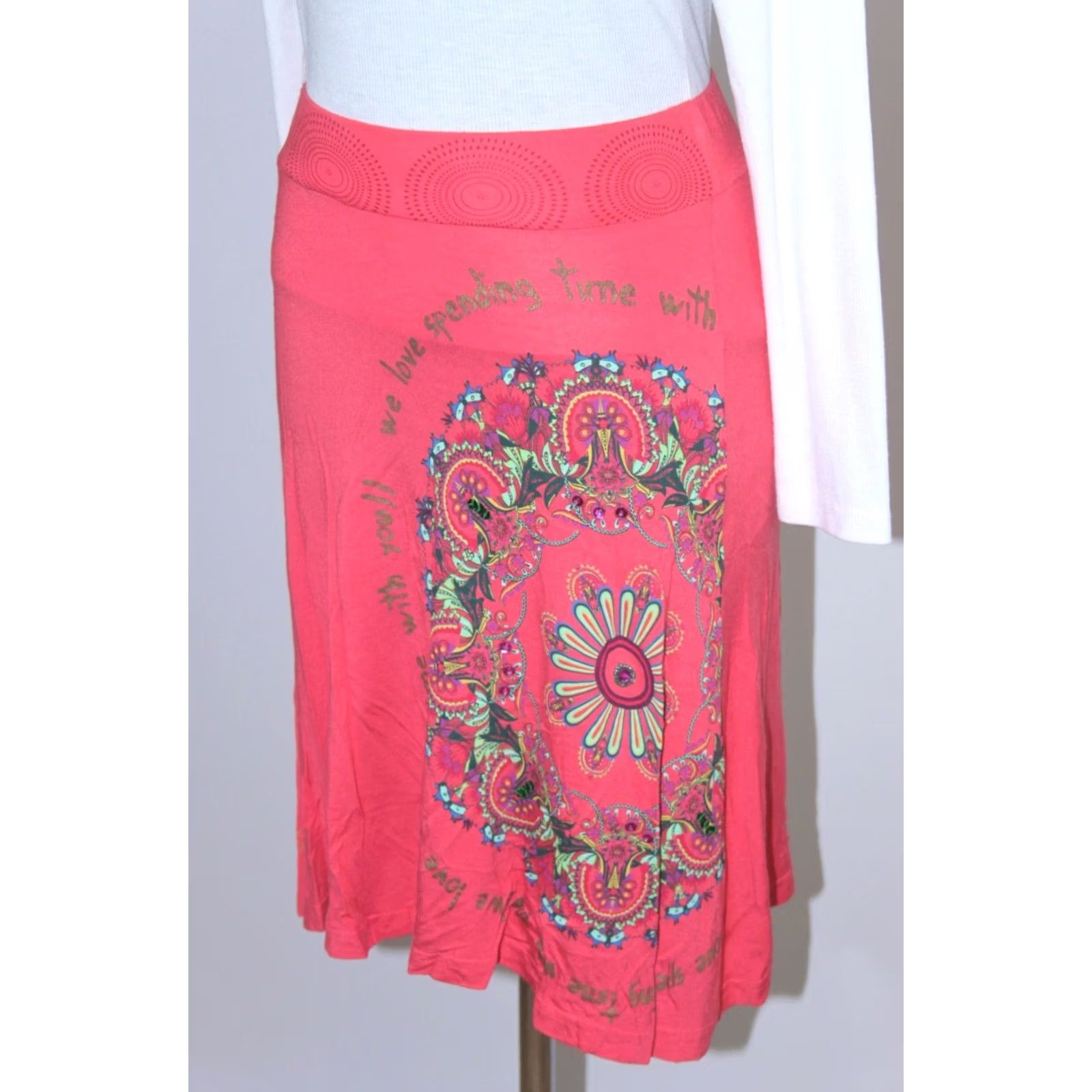 Desigual Desigual Skirt S Womens Red Midi Viscose Desigual Skirt S Womens Red Midi Viscose Size 28" / US 6 / IT 42 - 2 Thumbnail