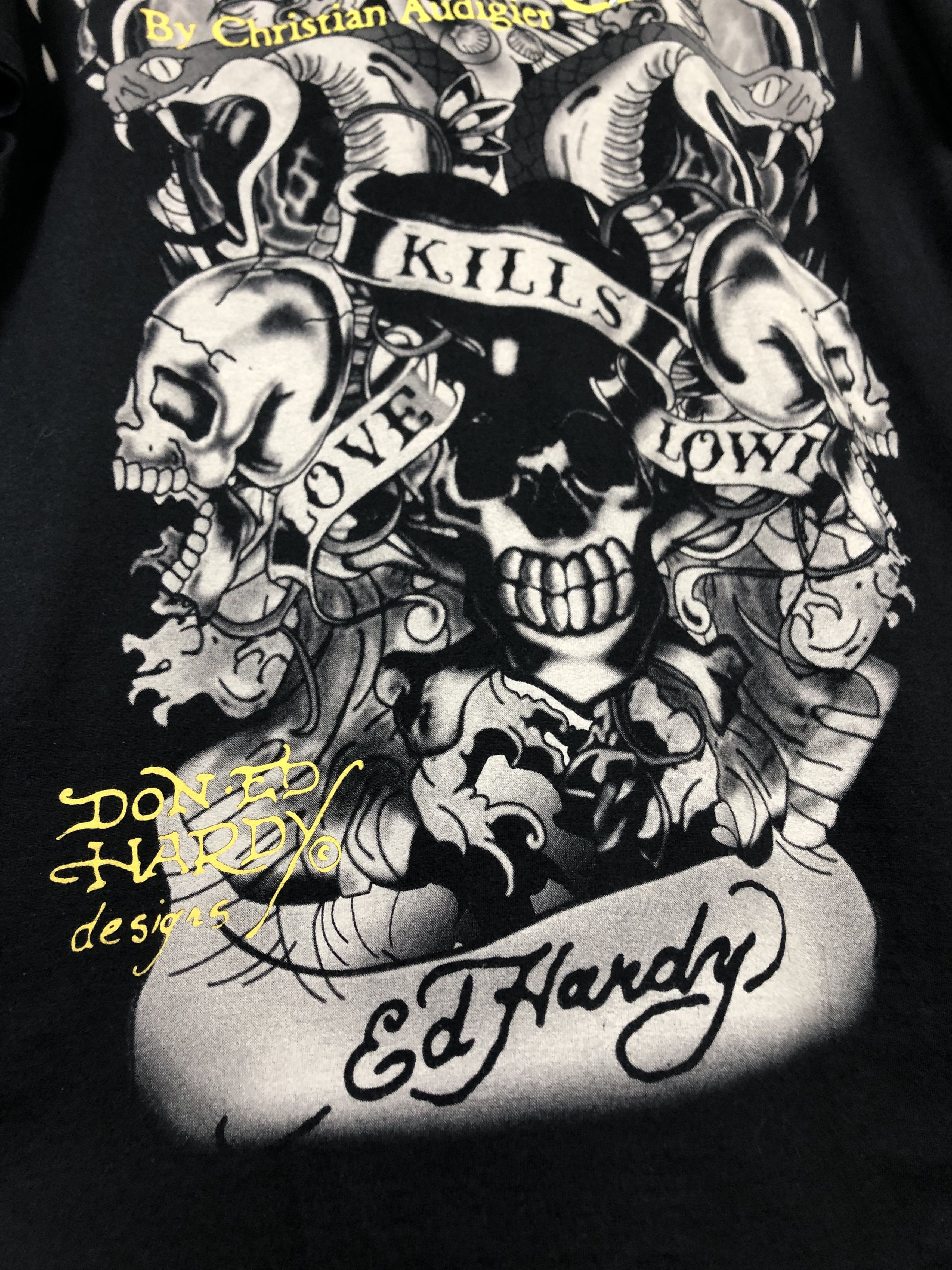 Vintage Vintage Ed Hardy Love Kills Skull Over Print Shirt Tee Hype Size US L / EU 52-54 / 3 - 13 Thumbnail