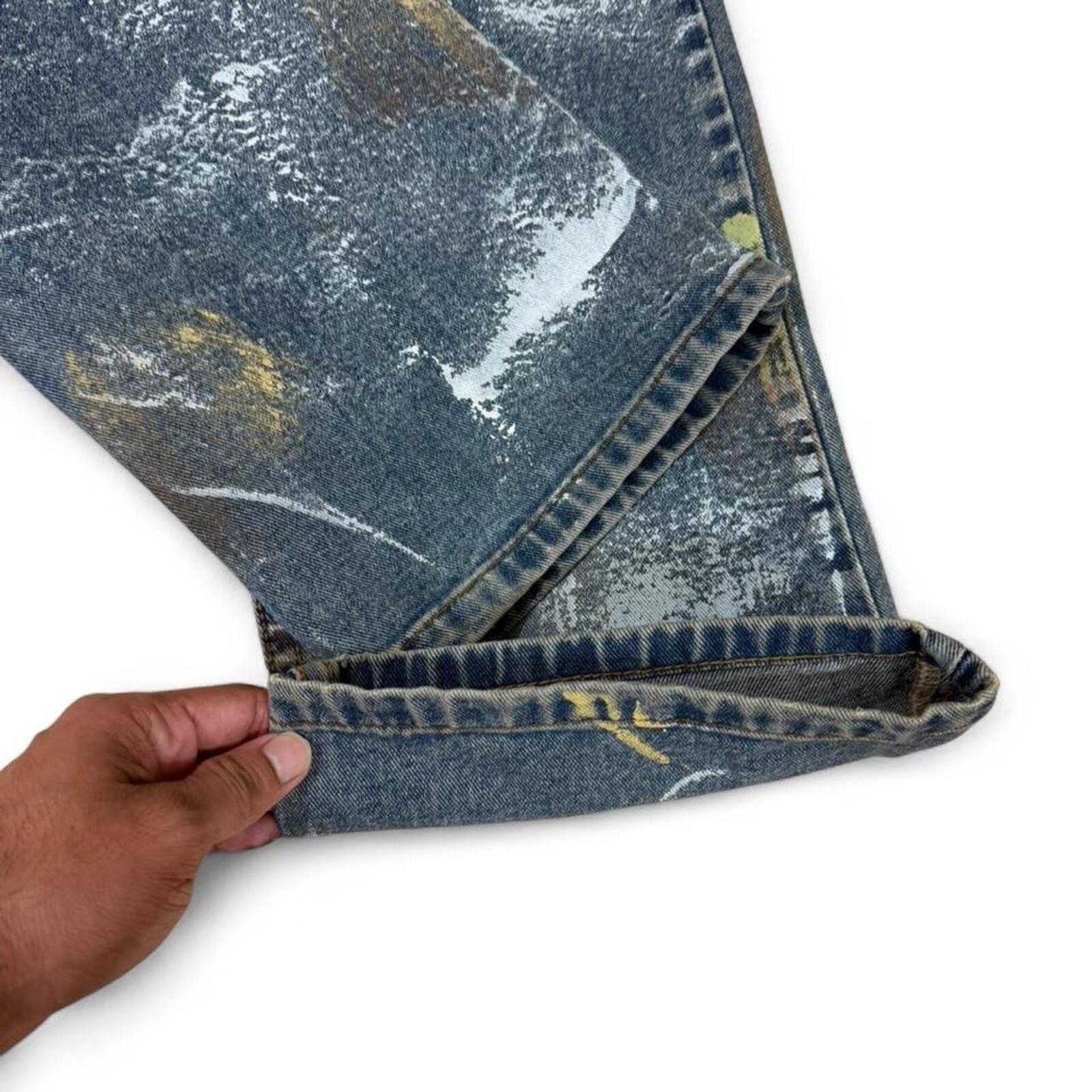 Other Y2K style Grand Denim Jeans Painted & Printed Font Design Size 32" / US 10 / IT 46 - 8 Thumbnail
