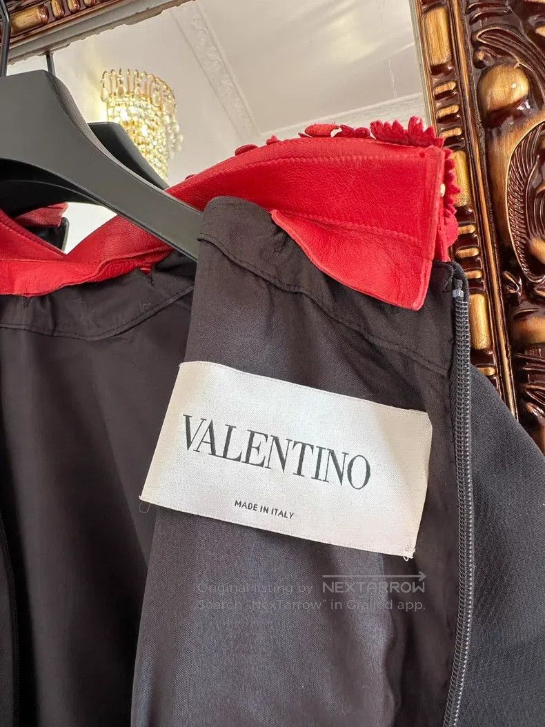 Valentino Valentino Wool silk dress with red petal leather collar an Size M / US 6-8 / IT 42-44 - 5 Thumbnail