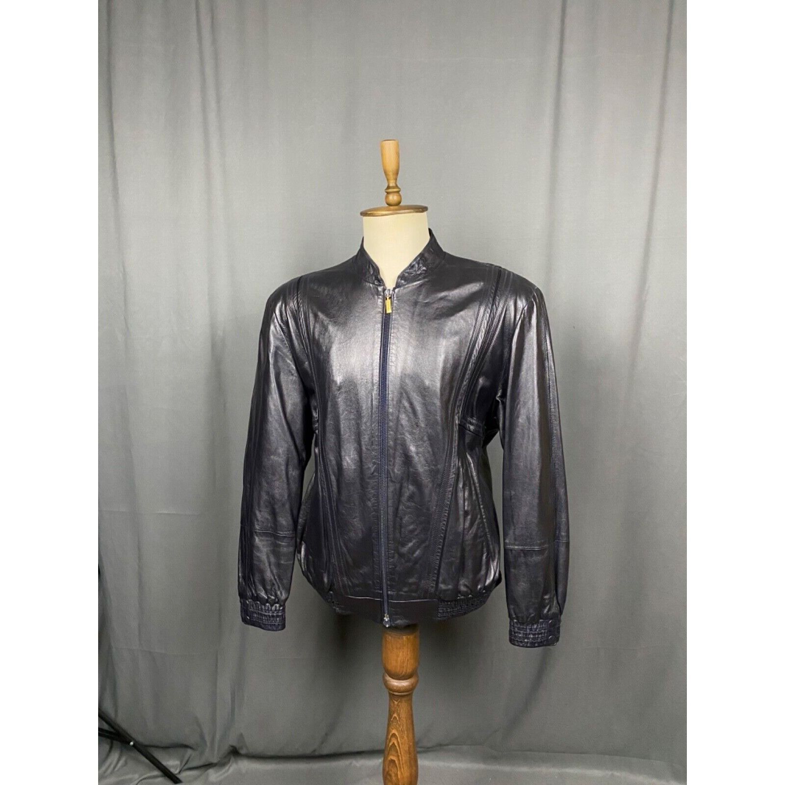 Zilli Zilli Men's Blue Leather Silk Paisley Lining Bomber Jacket S Size US L / EU 52-54 / 3 - 4 Thumbnail