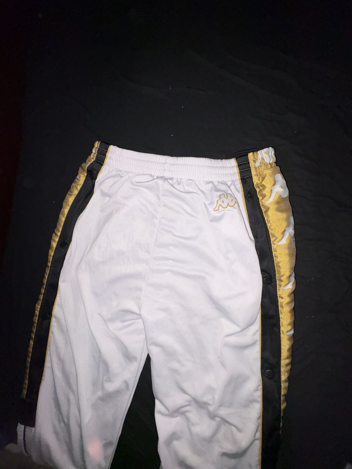 White and gold kappa pants sales