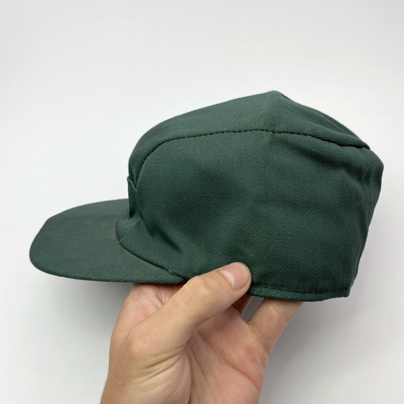 Vintage VINTAGE Insulated 3-Panel Cadet Hat Green Blue Grey Twill Hunting Cap Size 6 7/8 USA Mens Size ONE SIZE - 3 Thumbnail