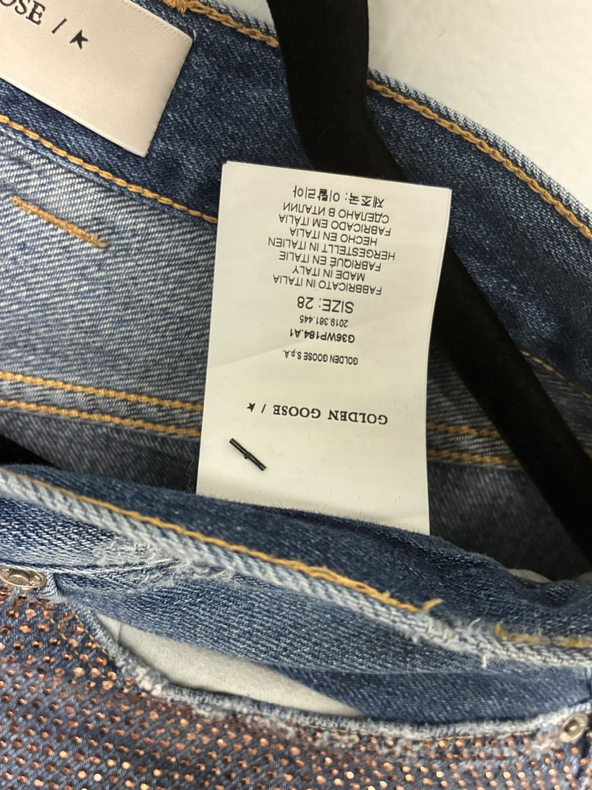 Golden Goose Breezy Rhinestone Embellished Jeans In Blue size 28 Size 28" / US 6 / IT 42 - 4 Thumbnail
