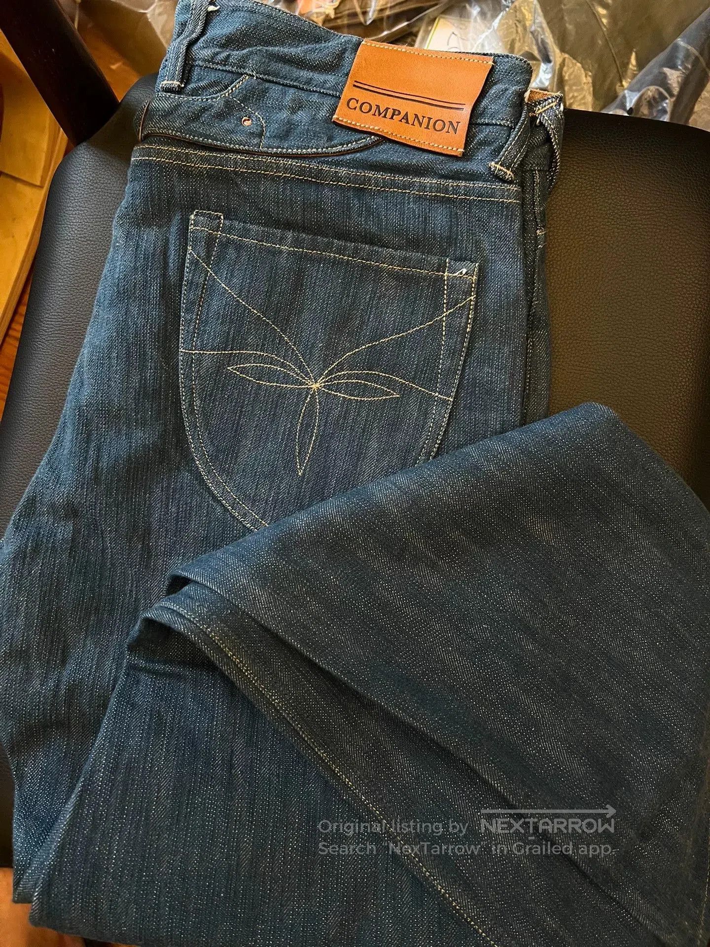 Companion Denim Companion Jan04KN Slubby Green Slim Straight Jeans. Size US 33 - 3 Thumbnail