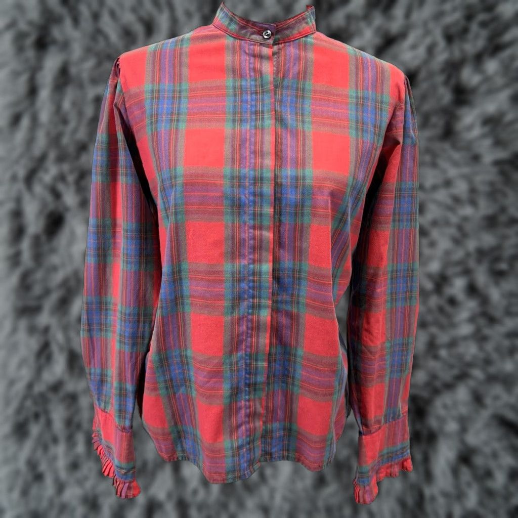 VINTAGE Levi's Plaid Western Shirt Women's Red Size 14 1970s