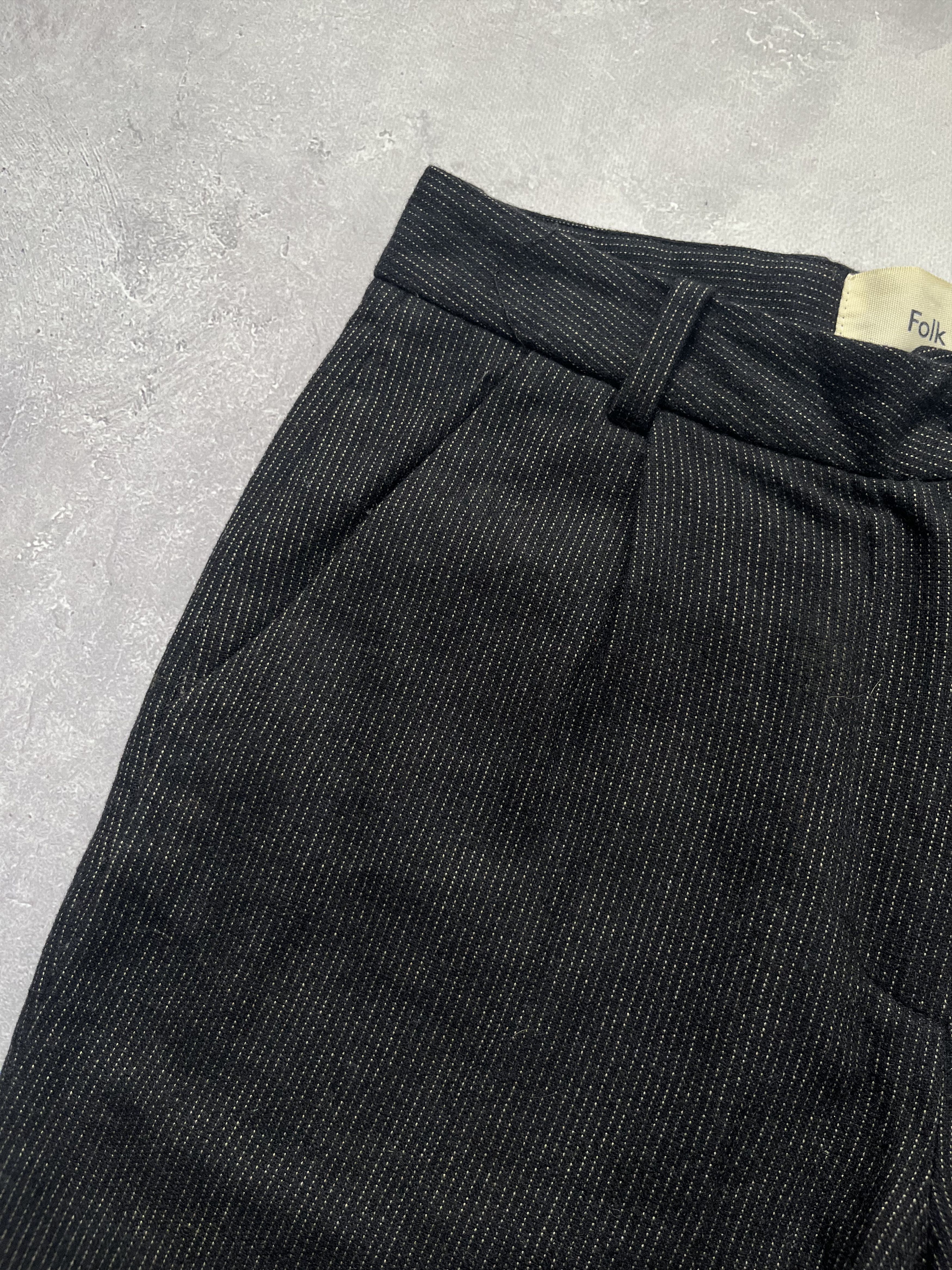 Folk FOLK Pinstripe Wool Trousers Pants Black Size 1/XS Size US 28 / EU 44 - 2 Thumbnail