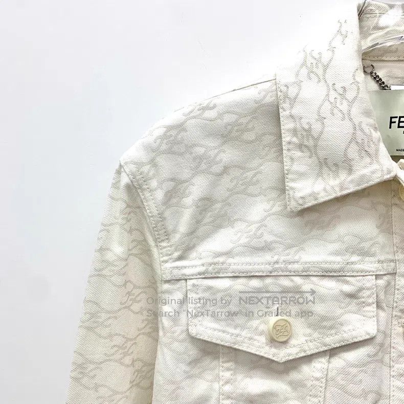Fendi Fendi Beige logo letter full-print cotton turn-down collar Size XS / US 0-2 / IT 36-38 - 3 Thumbnail