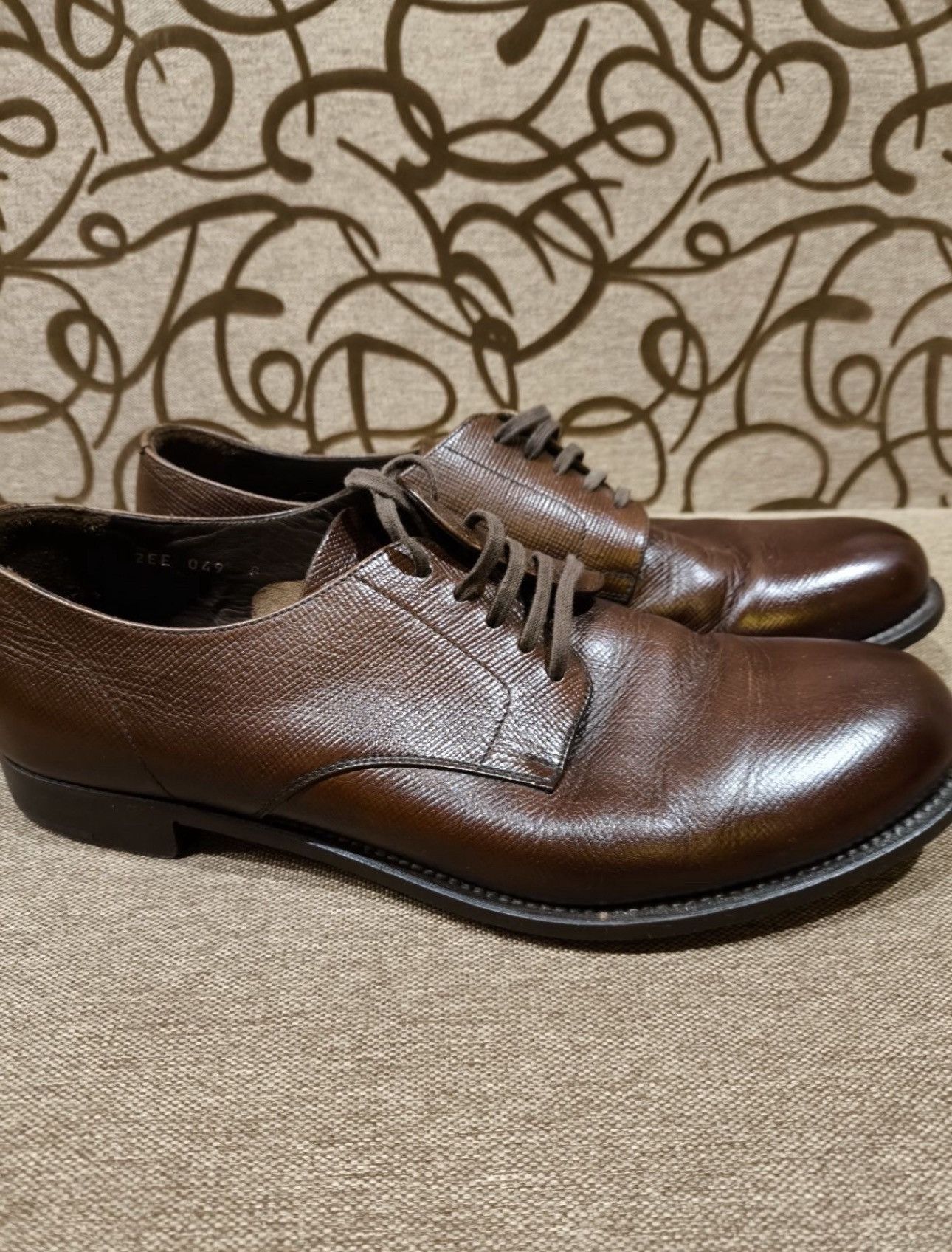 Prada PRADA Saffiano Leather Brown Derby Shoes Vintage shoes boots Size US 9 / EU 42 - 1 Thumbnail