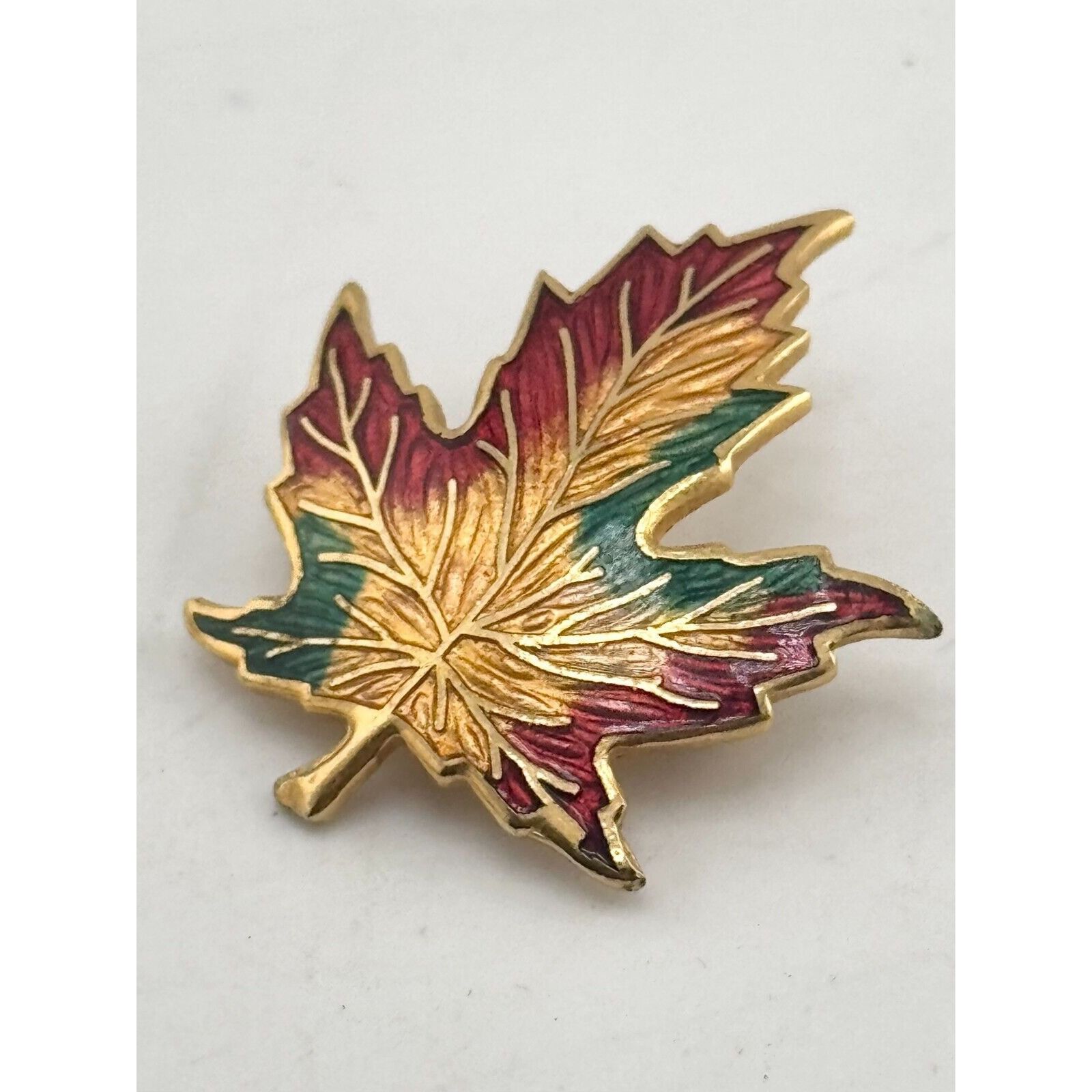 Vintage Vintage Guilloche enamel maple leaf brooch pin Size ONE SIZE - 2 Thumbnail