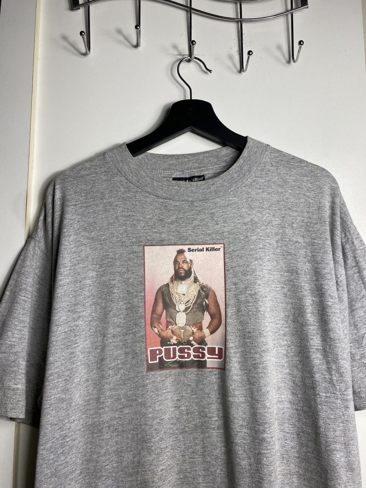 image of Movie x Vintage Serial Killer A-Team Mr.t ‘ Pussy ‘ Tee in Grey, Men's (Size XL)